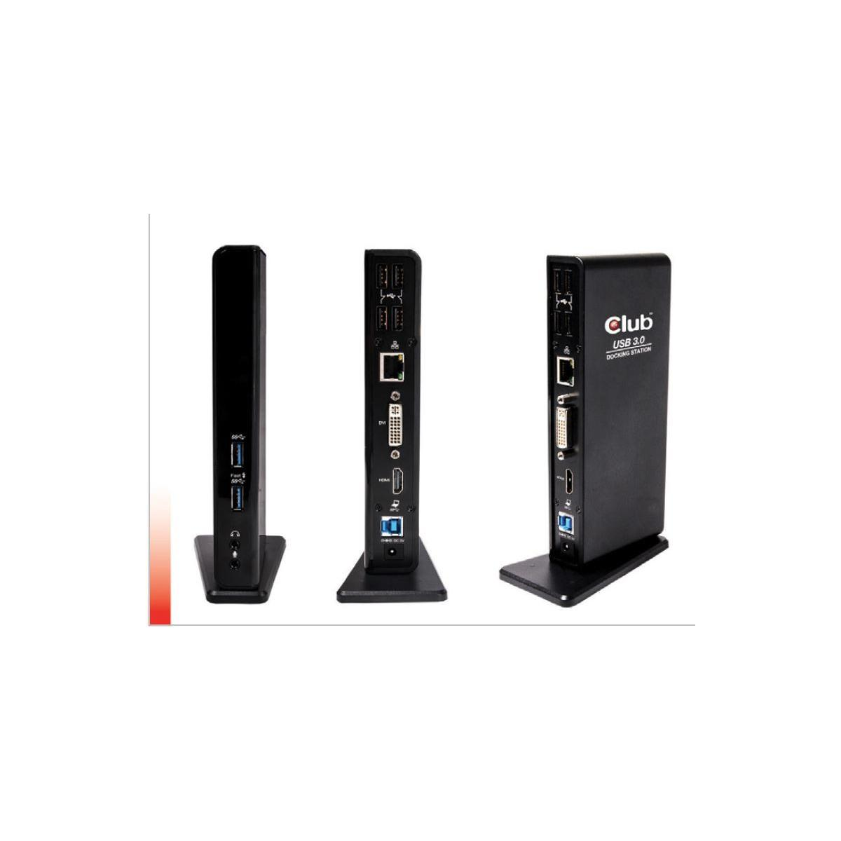Drei schwarze USB 3.0 Dockingstationen mit verschiedenen Anschlüssen.