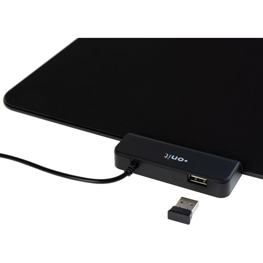 Tapis de souris noir avec hub USB et dongle