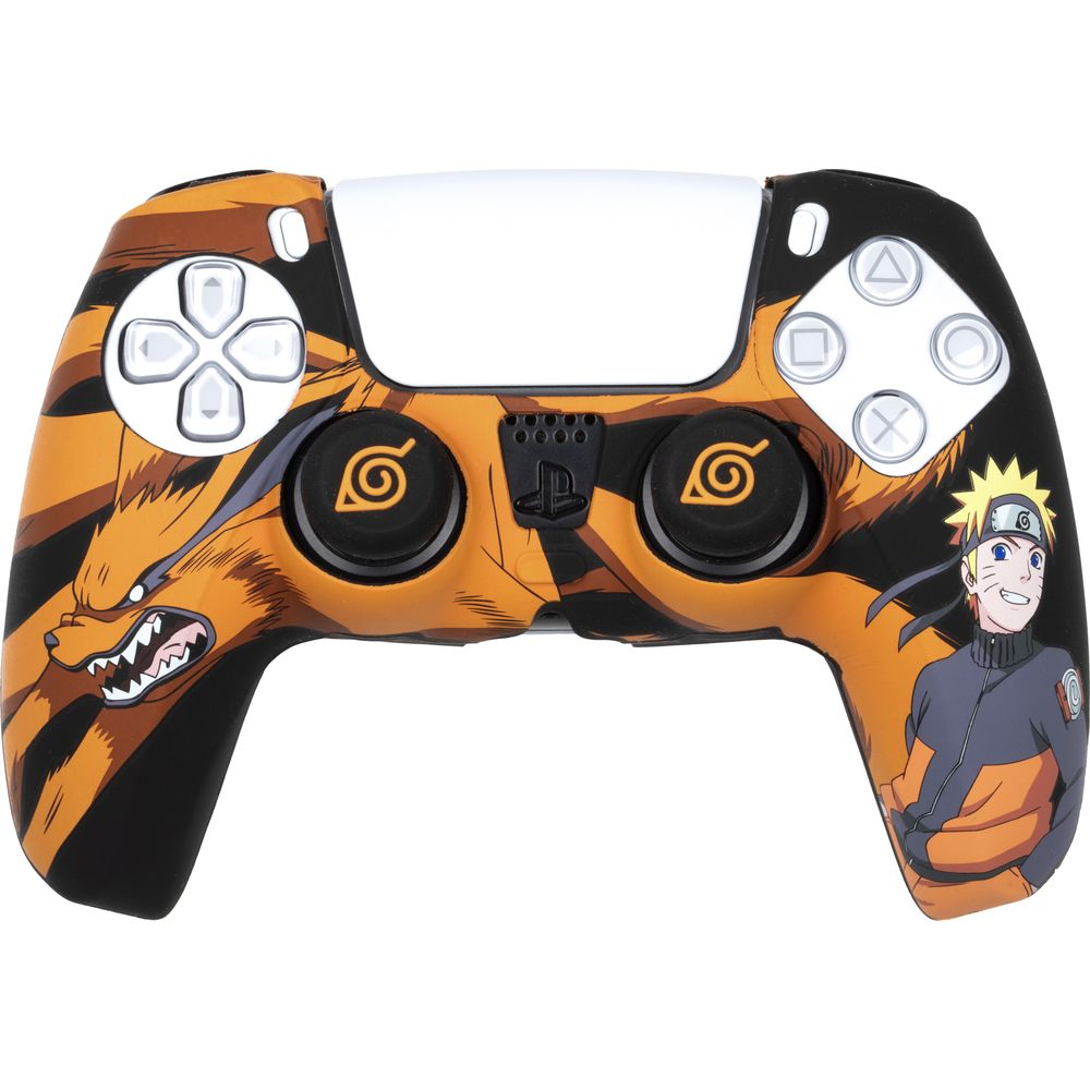 Controller Naruto con Kurama a sinistra, Naruto a destra. Arancione, nero, bianco.