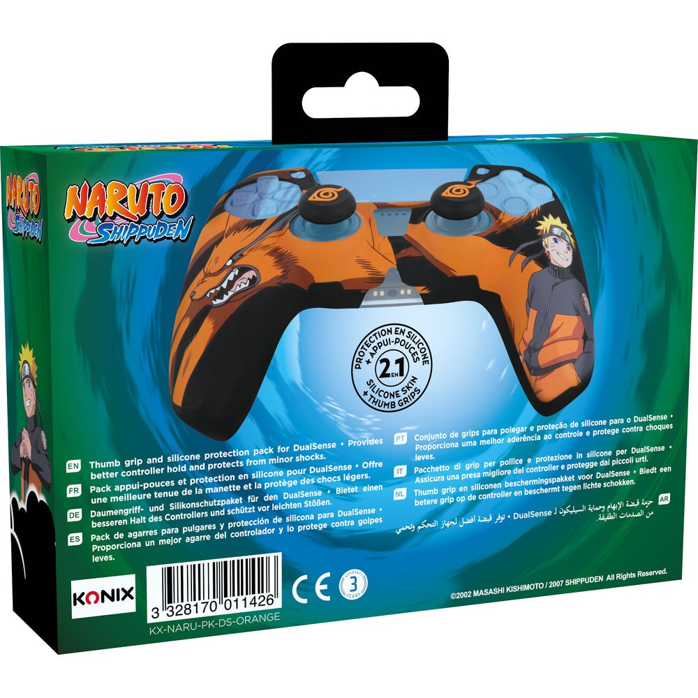 Confezione accessori controller Naruto Shippuden con design arancione.