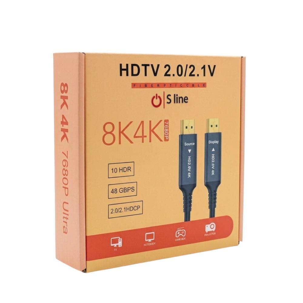 S line logolu 8K 4K 7680P Ultra HDTV 2.0/2.1V fiber optik kablo kutusu.