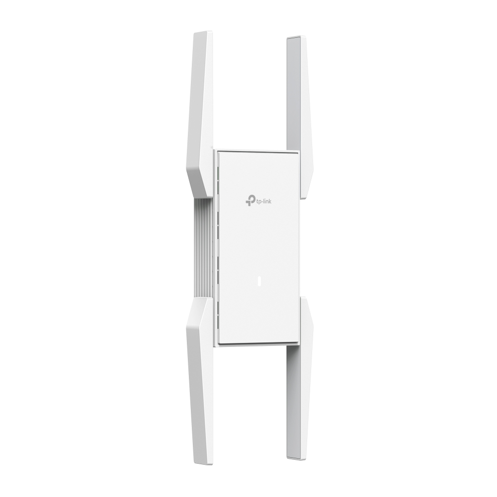 Un répéteur Wi-Fi TP-Link blanc avec antennes et fentes d'aération.