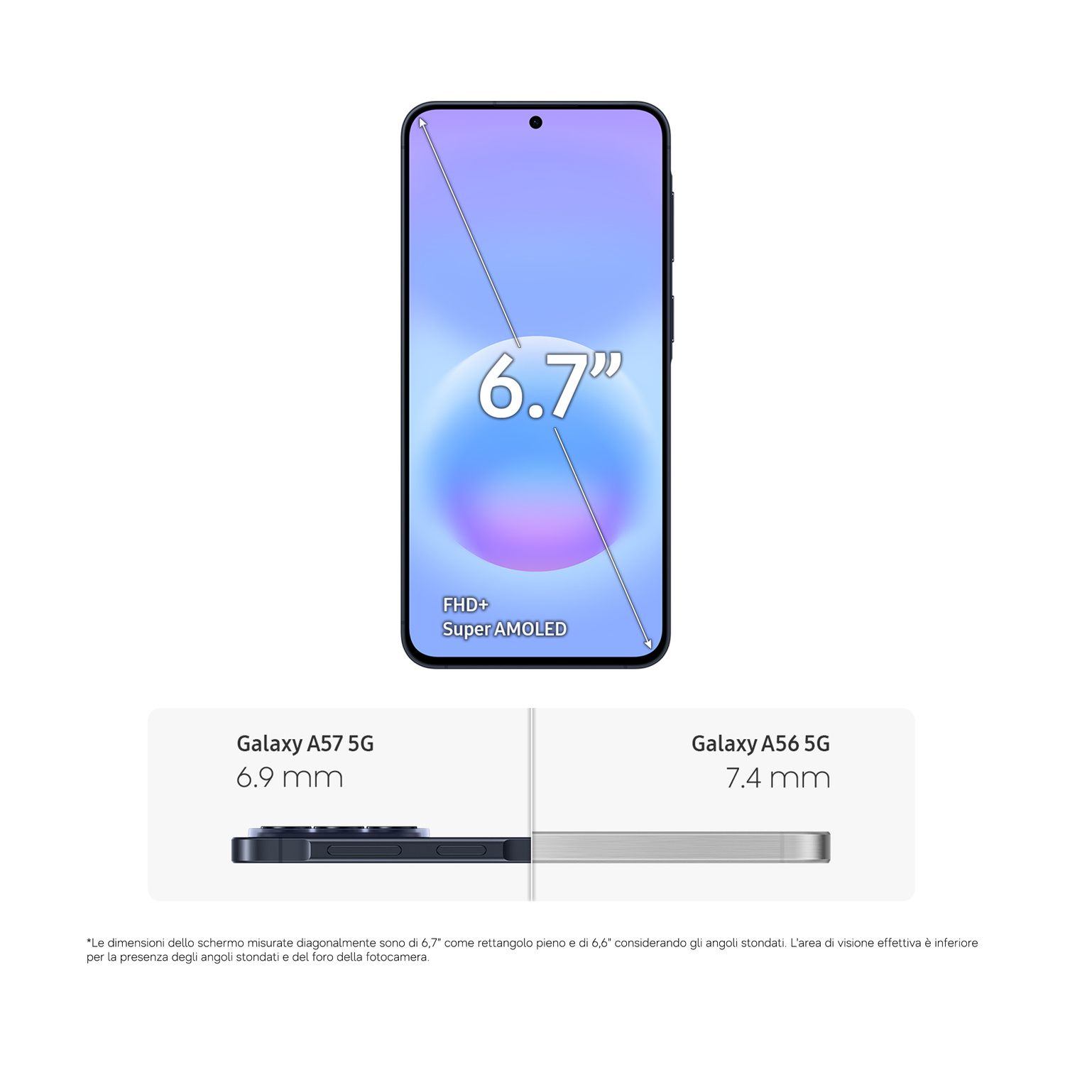 Ein Smartphone mit 6,7-Zoll-AMOLED-Display und FHD+-Auflösung.