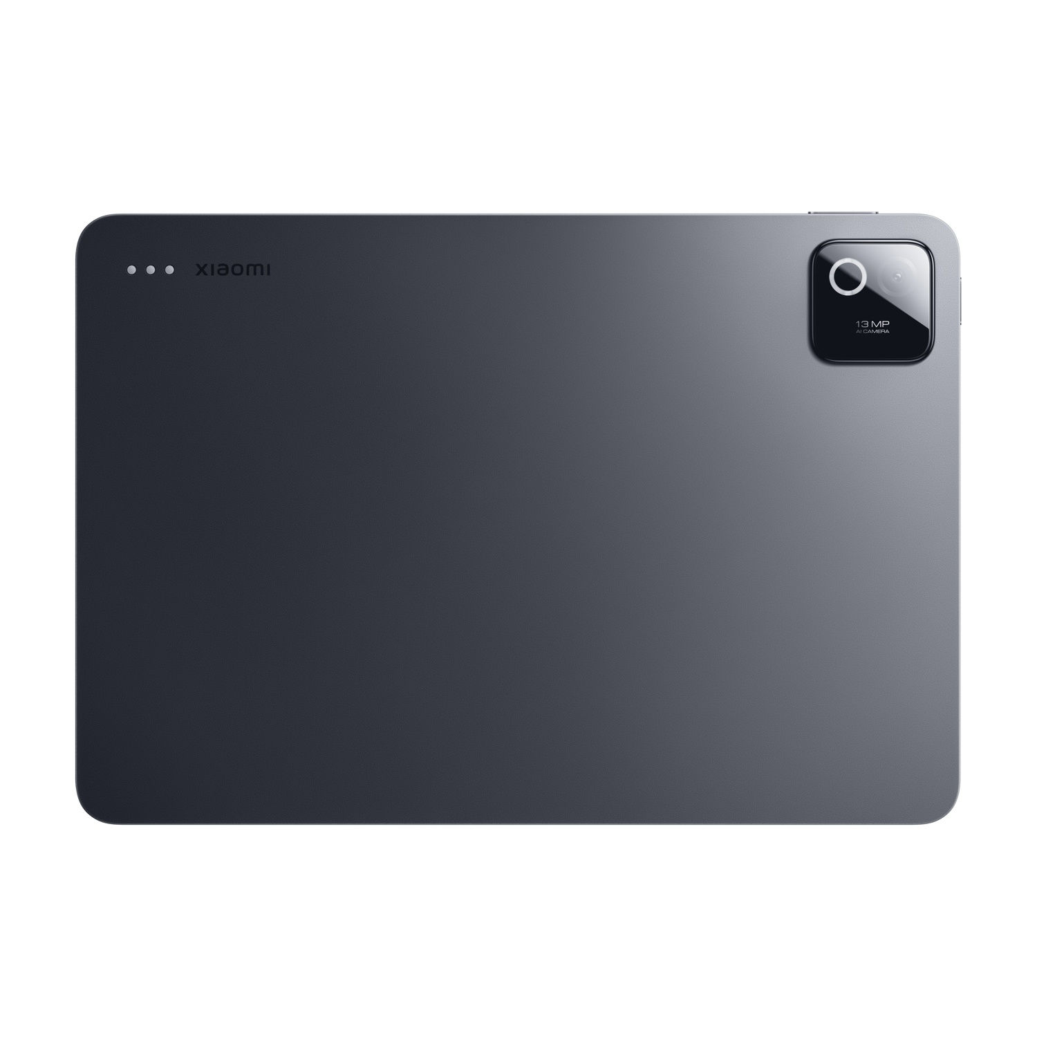 Rückseite eines grauen Xiaomi Tablets mit Kamera und Logo.