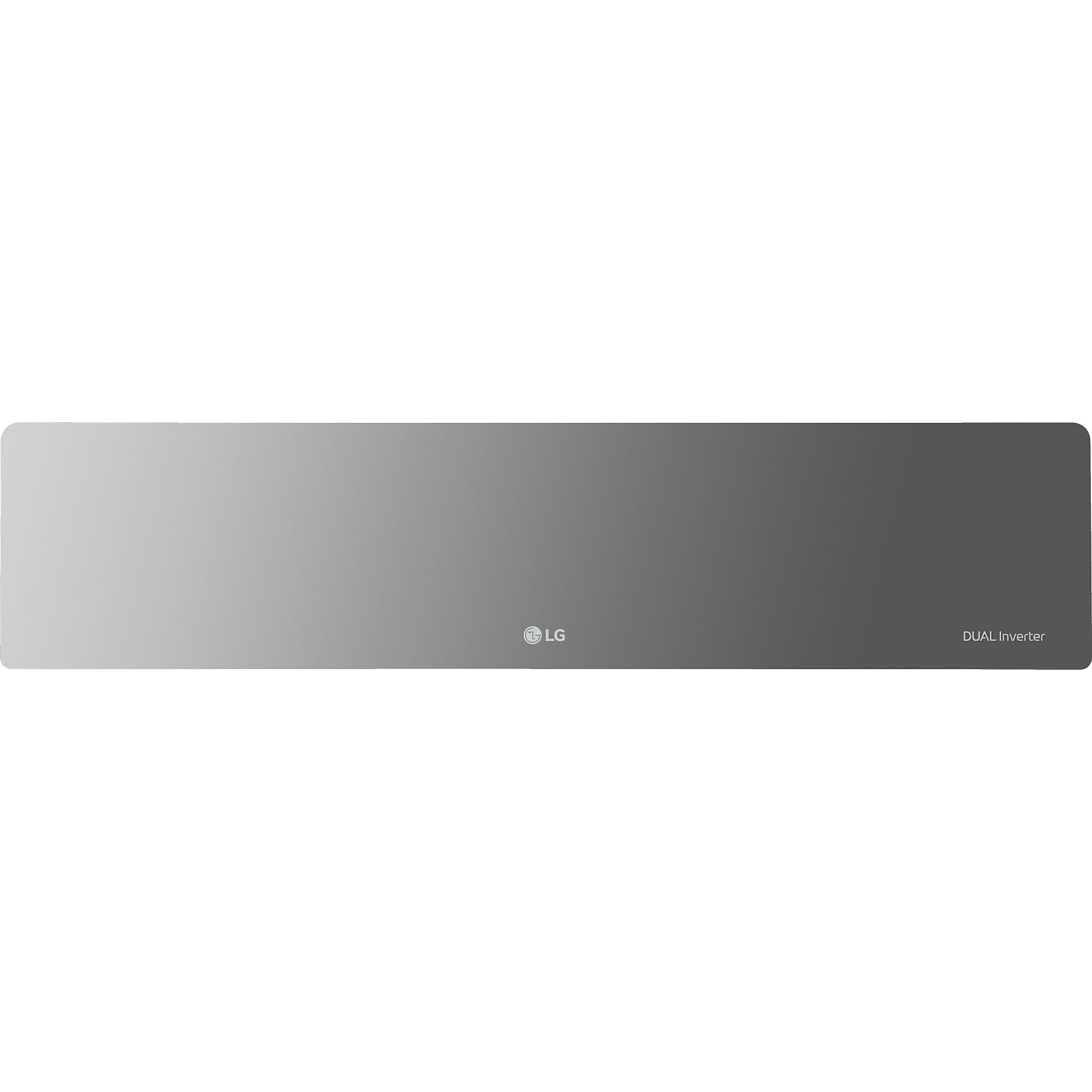 LG logosu ve "Dual Inverter" yazısı bulunan dar, gri klima paneli.