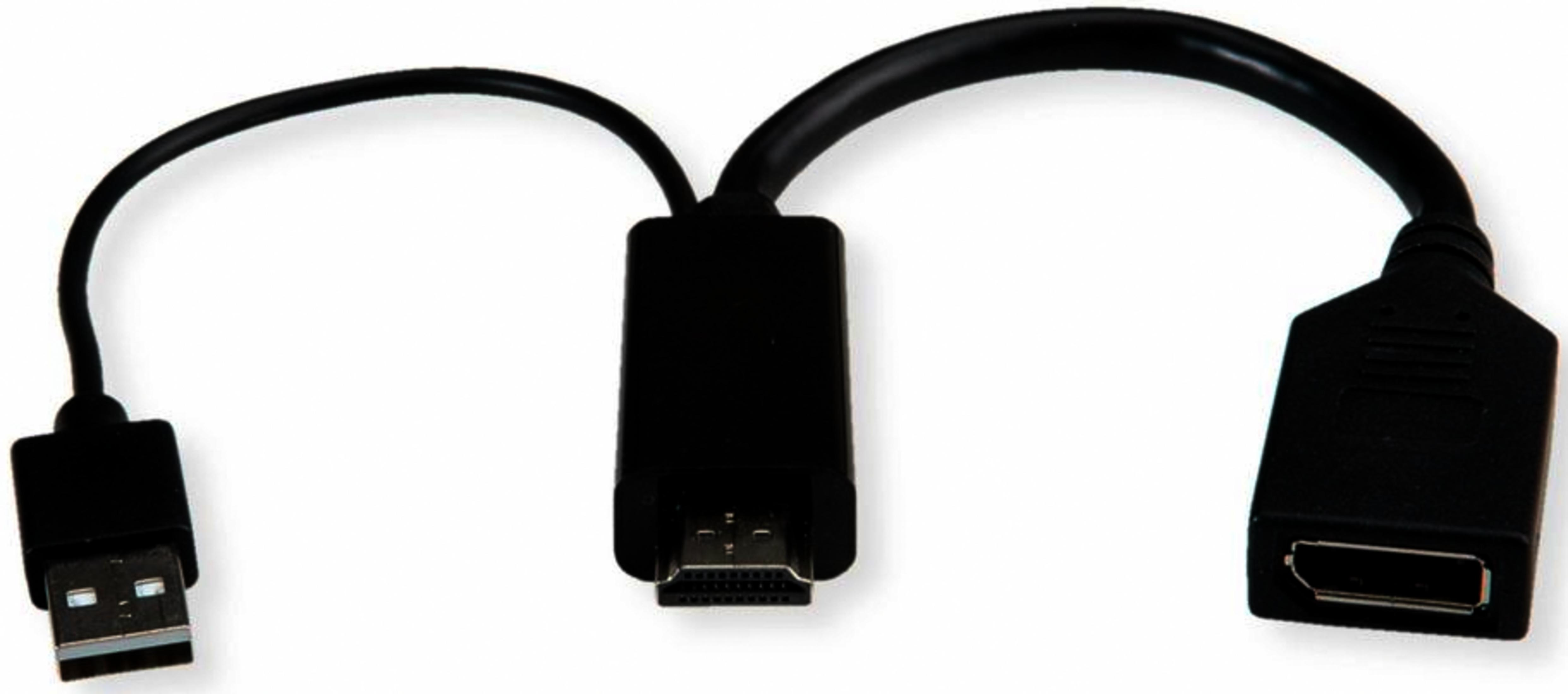 Un adattatore da USB a HDMI nero con cavi e connettori.