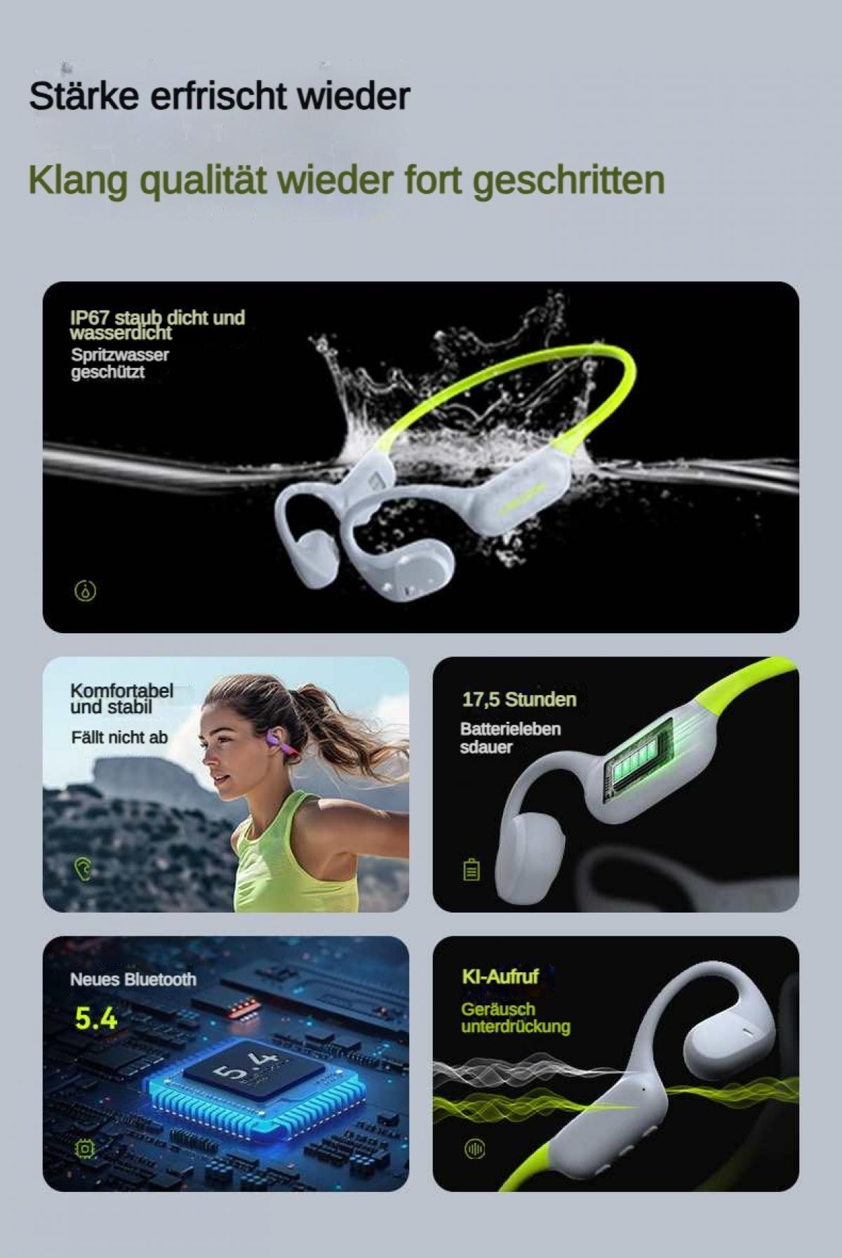 Kopfhörer mit IP67-Schutz, Komfort, 17,5h Akku, Bluetooth 5.4 & Geräuschunterdrückung.