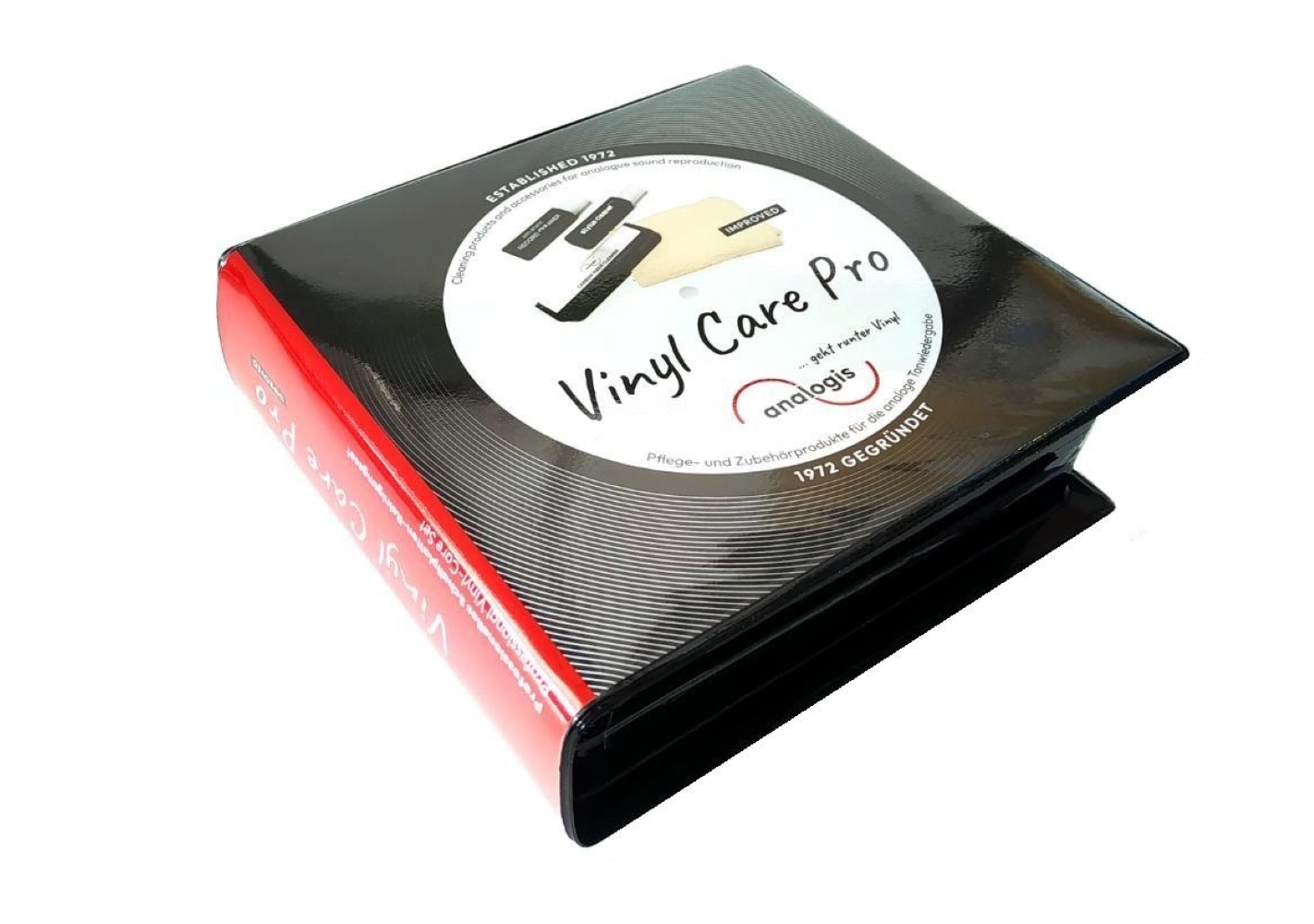 Pudełko Vinyl Care Pro z akcesoriami do czyszczenia płyt.