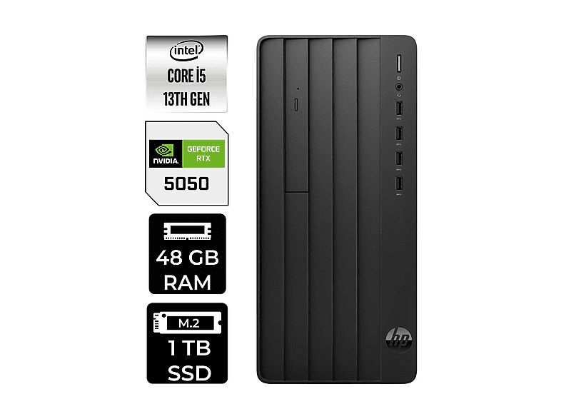 HP Pro Tower 290 G9 RTX5050 8GB B6JD6ESPN502 PER4 Bellek Intel Core i5-13400 48 GB RAM 1 TB SSD FreeDOS Masaüstü Bilgisayar