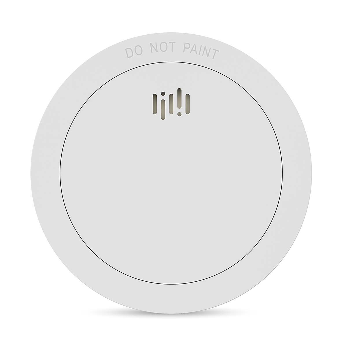 A white smoke detector with ventilation slots and the text "DO NOT PAINT".