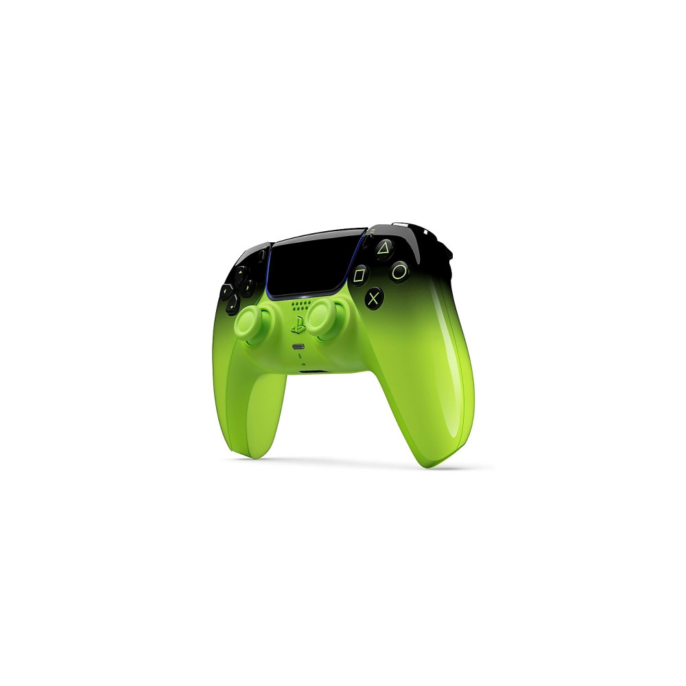 Un controller verde brillante e nero con simboli.