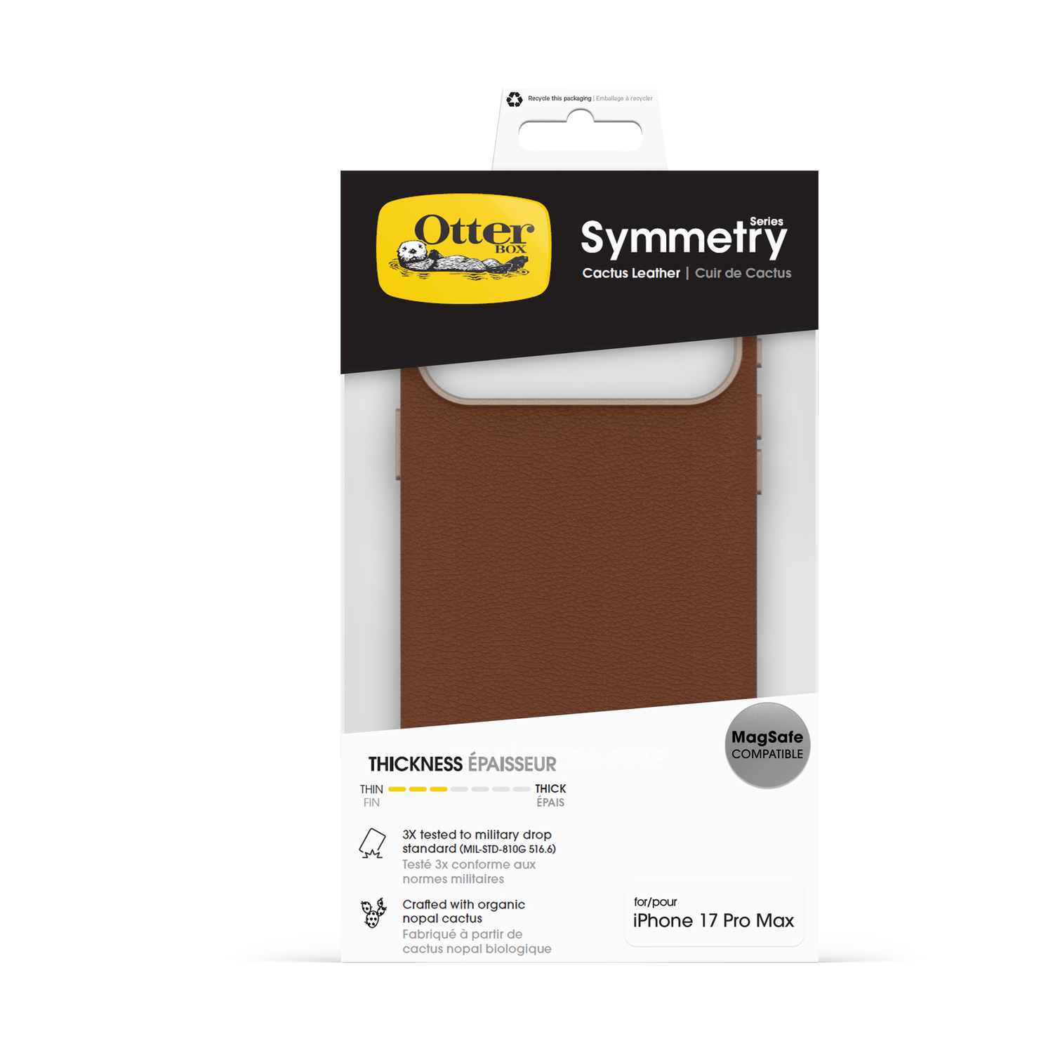 OtterBox Symmetry hoesje voor iPhone 17 Pro Max, Cactus Leer, MagSafe compatibel.
