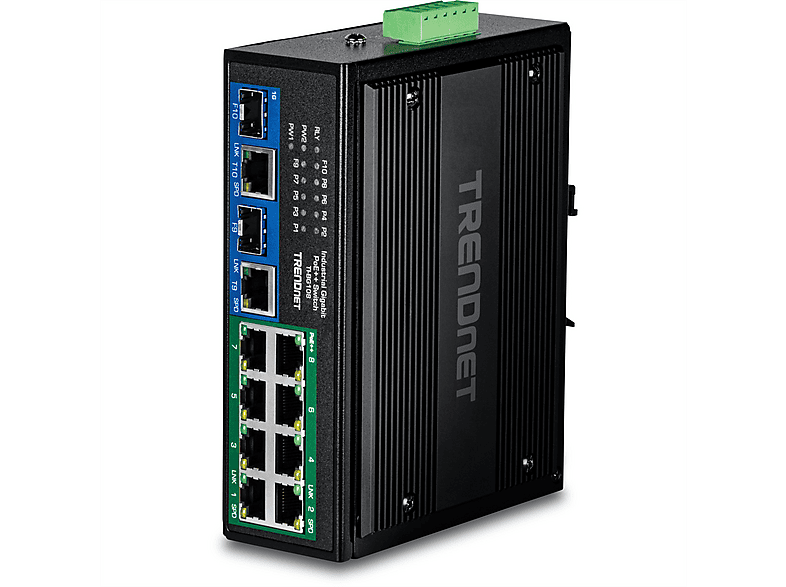 TRENDNET TRENDnet 10-Port Industrial Gigabit 400W PoE++ DIN-Rail Swit ...
