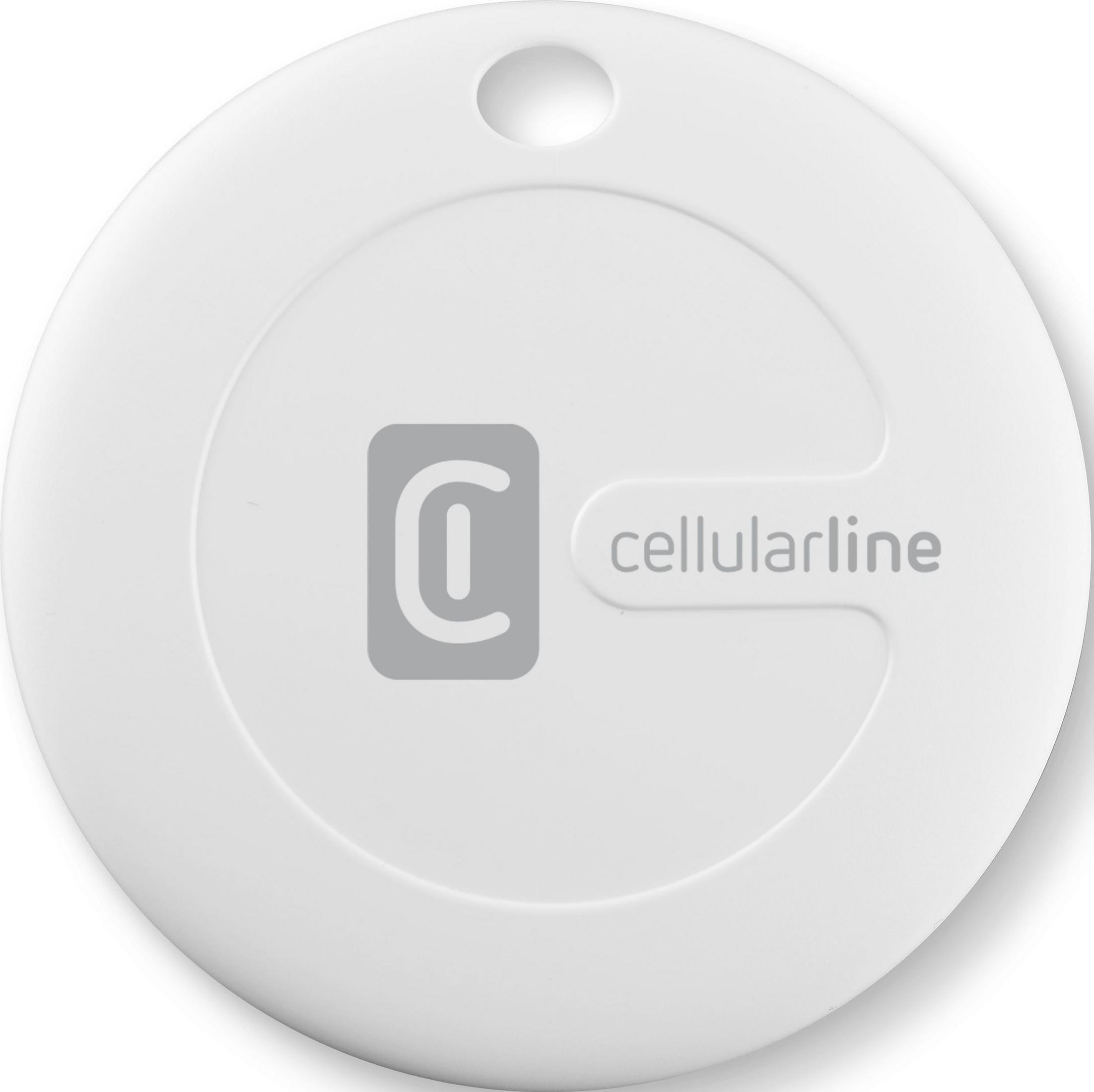 Biały, okrągły przedmiot z szarym logo i napisem.