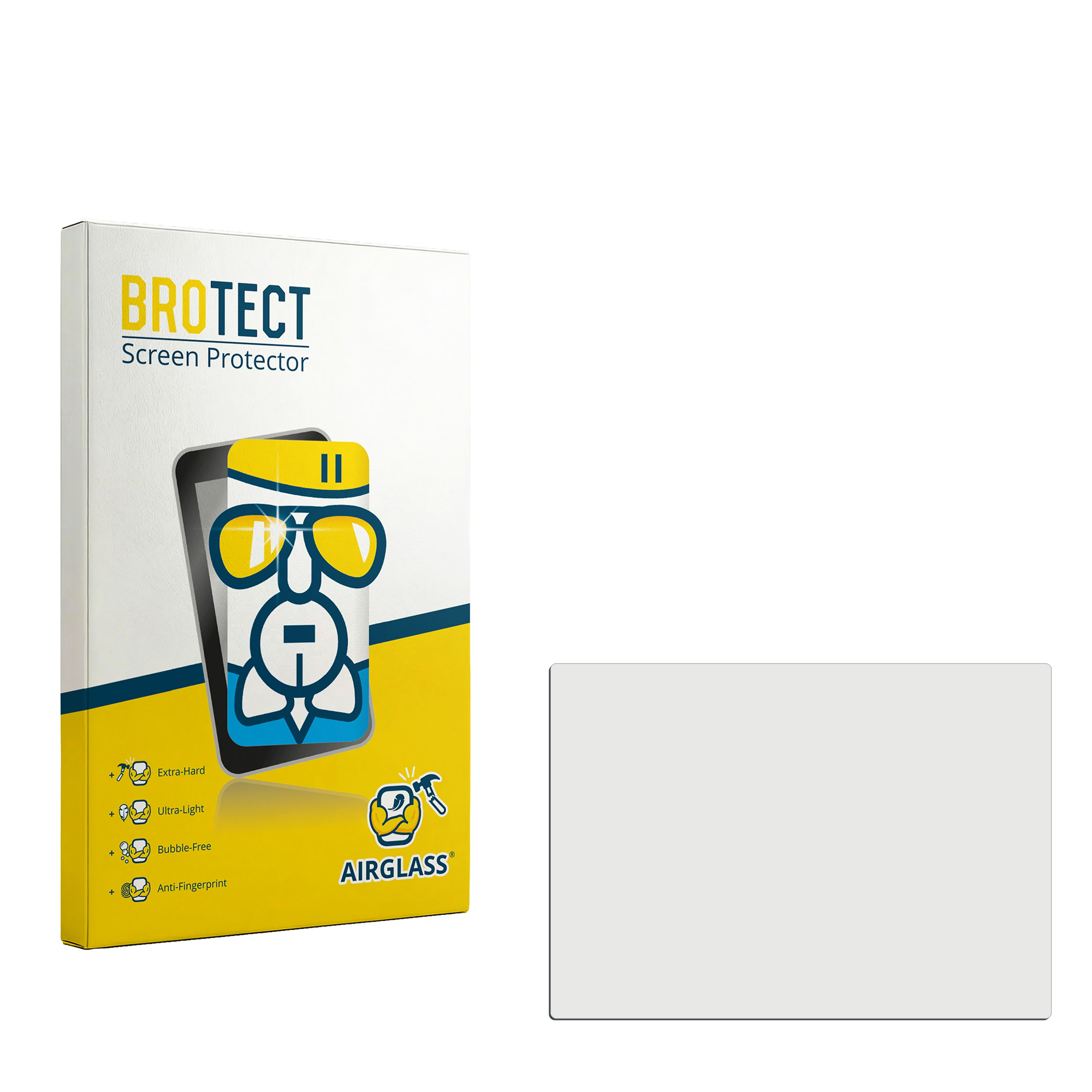 Verpackung von BROTECT Displayschutzfolie mit Schutzfolie daneben.