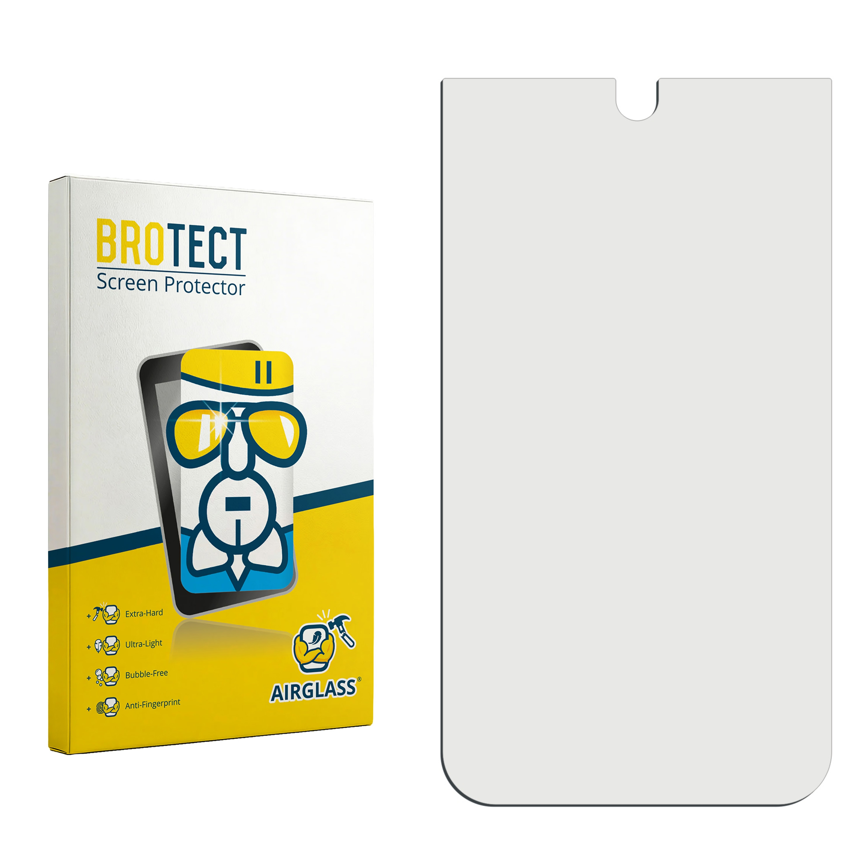 BROTECT Screen Protector Verpackung und eine klare Displayschutzfolie.