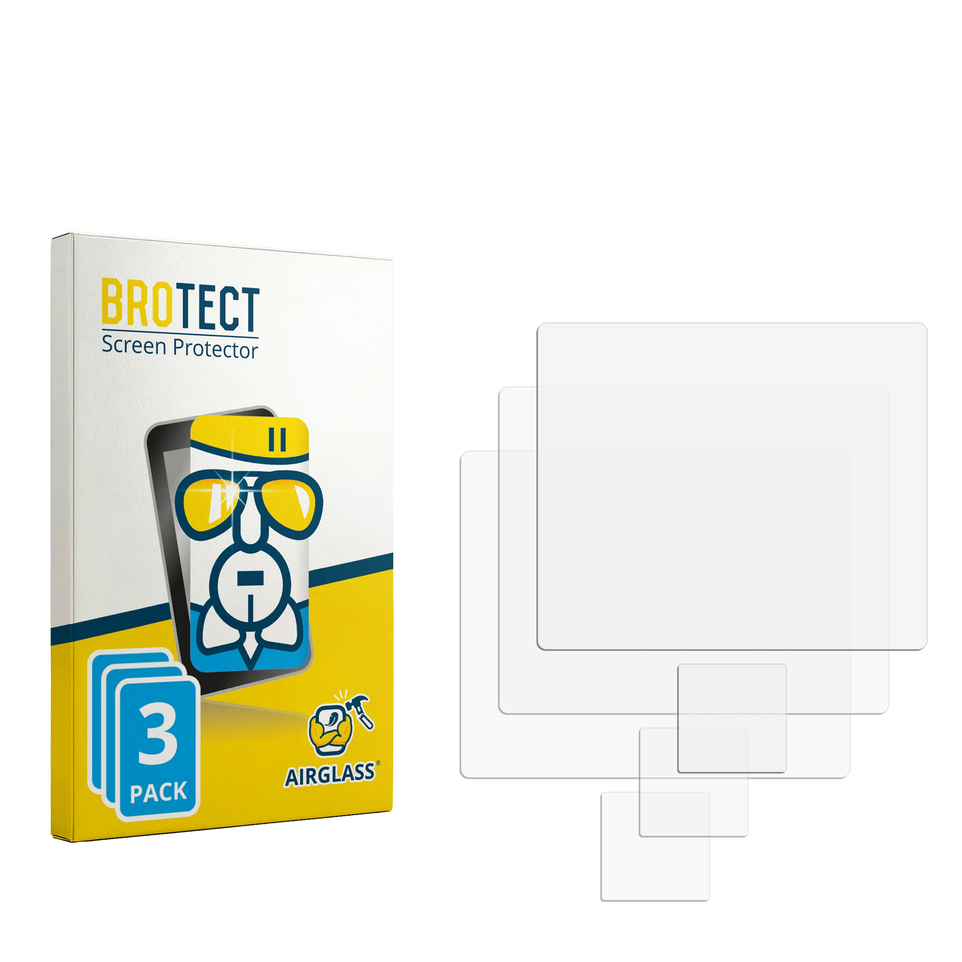 Verpackung für BROTECT Displayschutzfolie, 3er Pack, mit Schutzfolien.