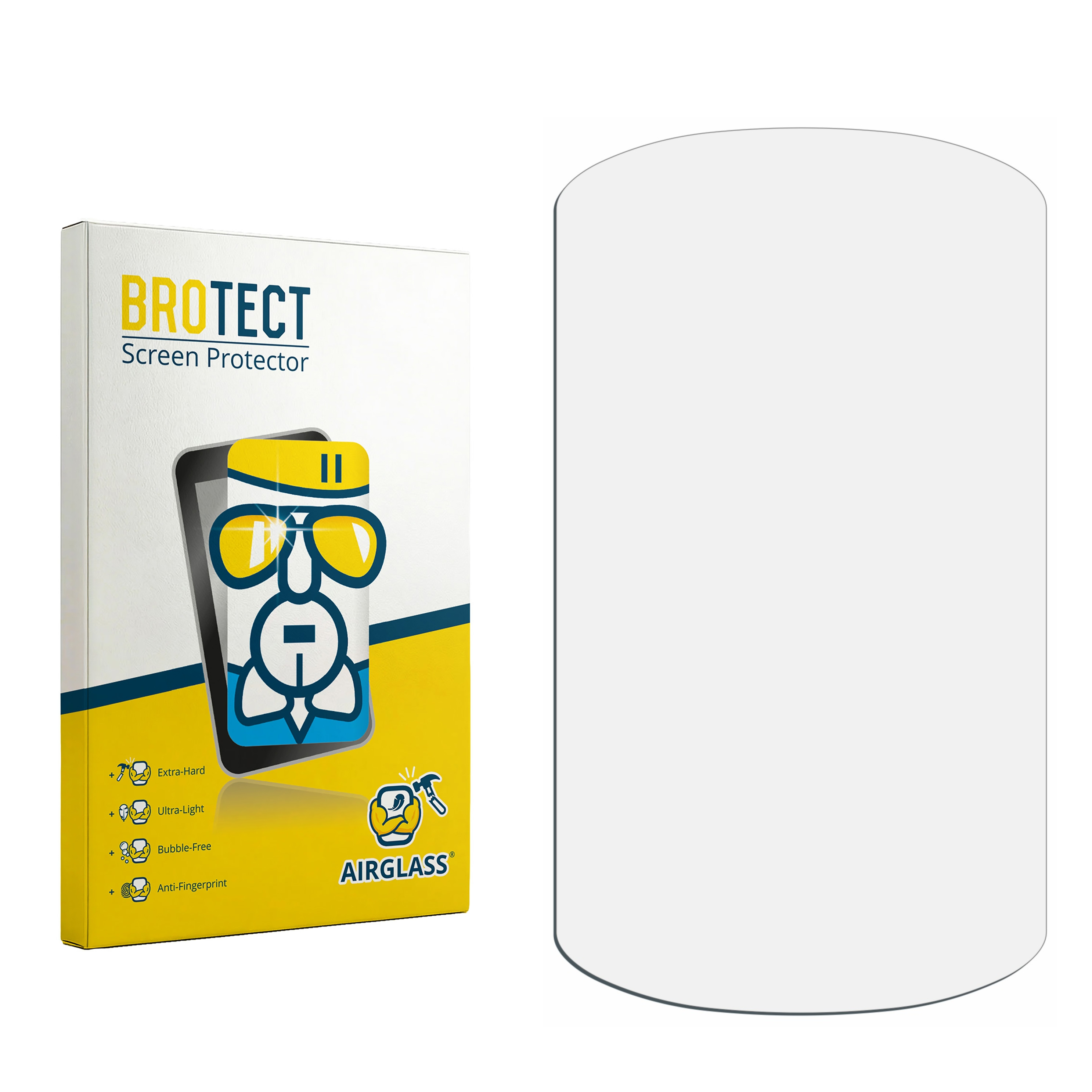 BROTECT Displayschutzfolie mit Airglass-Logo und detaillierten Funktionen.