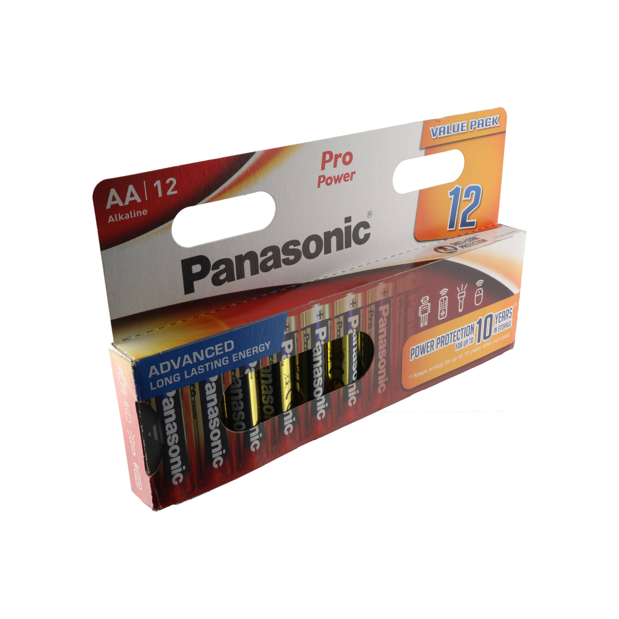 Opakowanie 12 baterii alkalicznych Panasonic AA Pro Power.