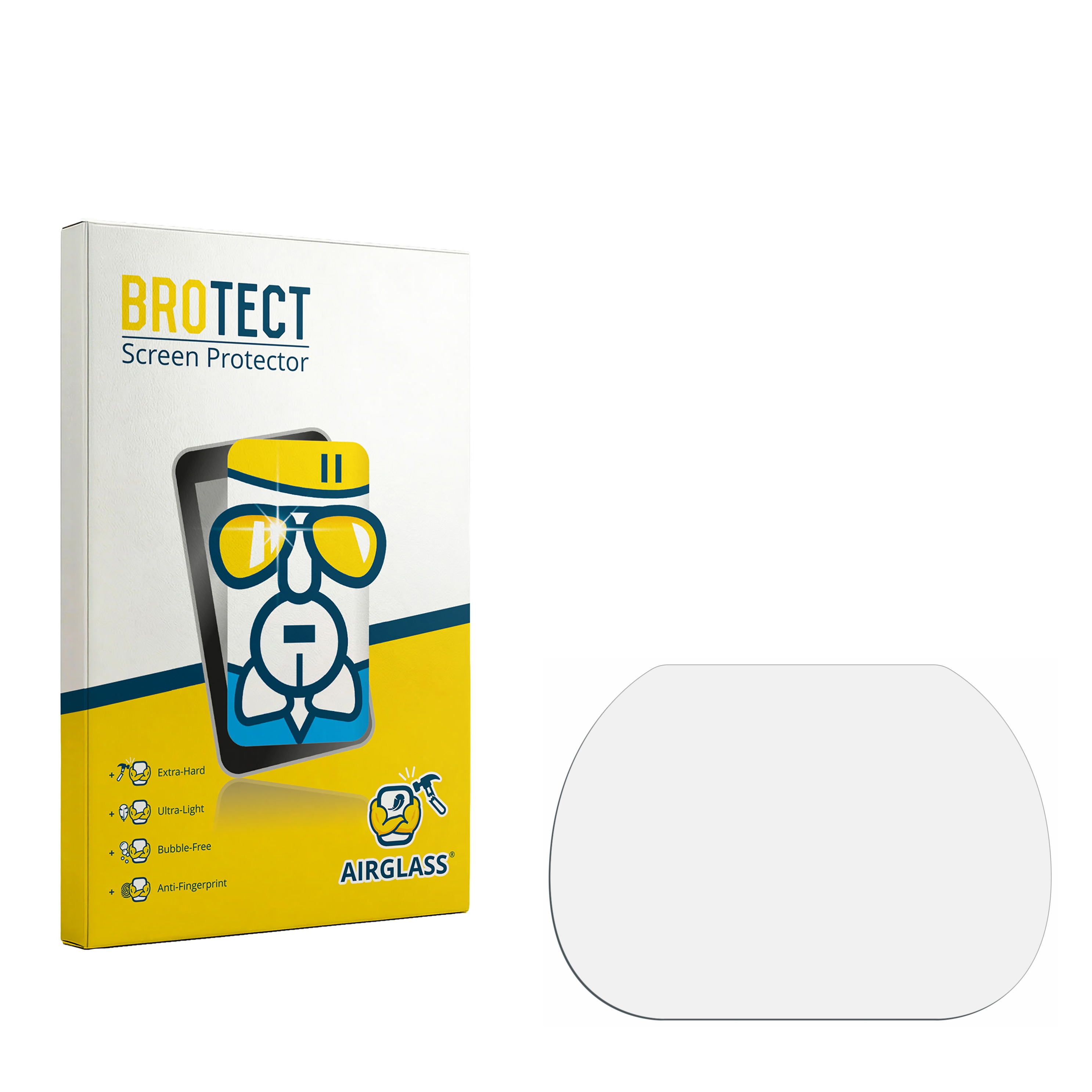 BROTECT Displayschutzfolien-Verpackung mit Merkmalen und einem Airglass-Schutz.