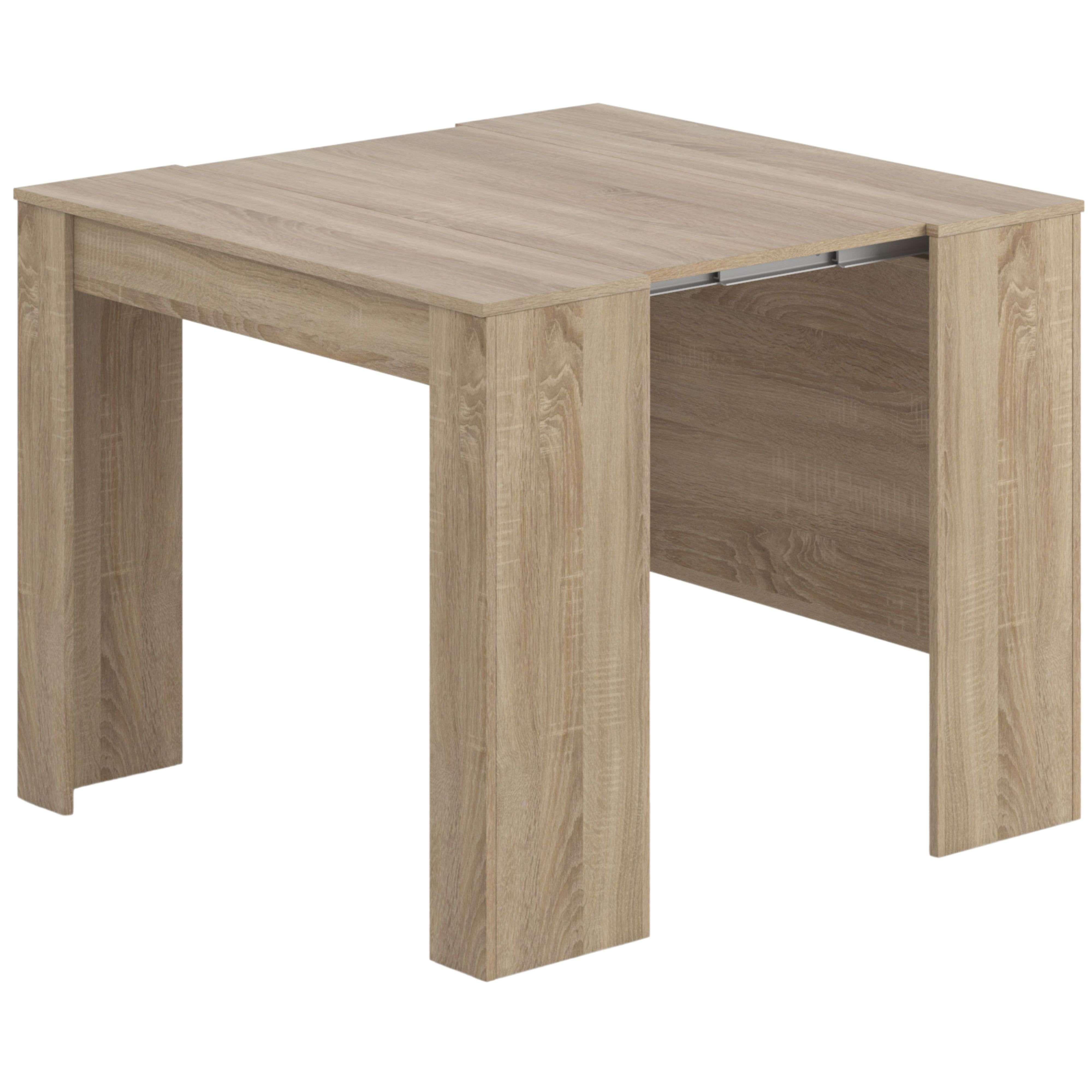Una mesa de madera con veta de madera, sobre fondo blanco.
