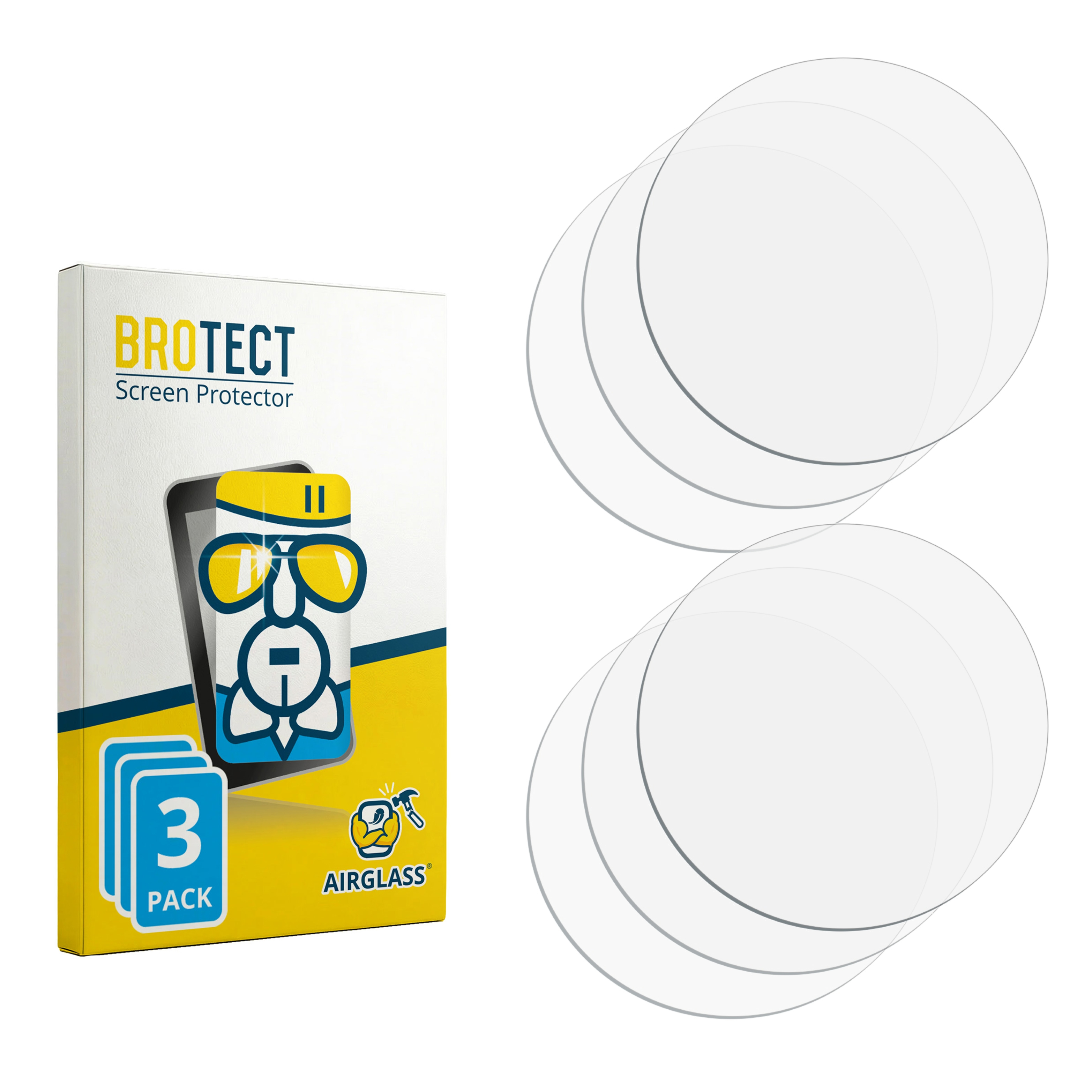 Verpackung für BROTECT Displayschutzfolien, 3er-Pack, mit 5 einzelnen Schutzfolien.