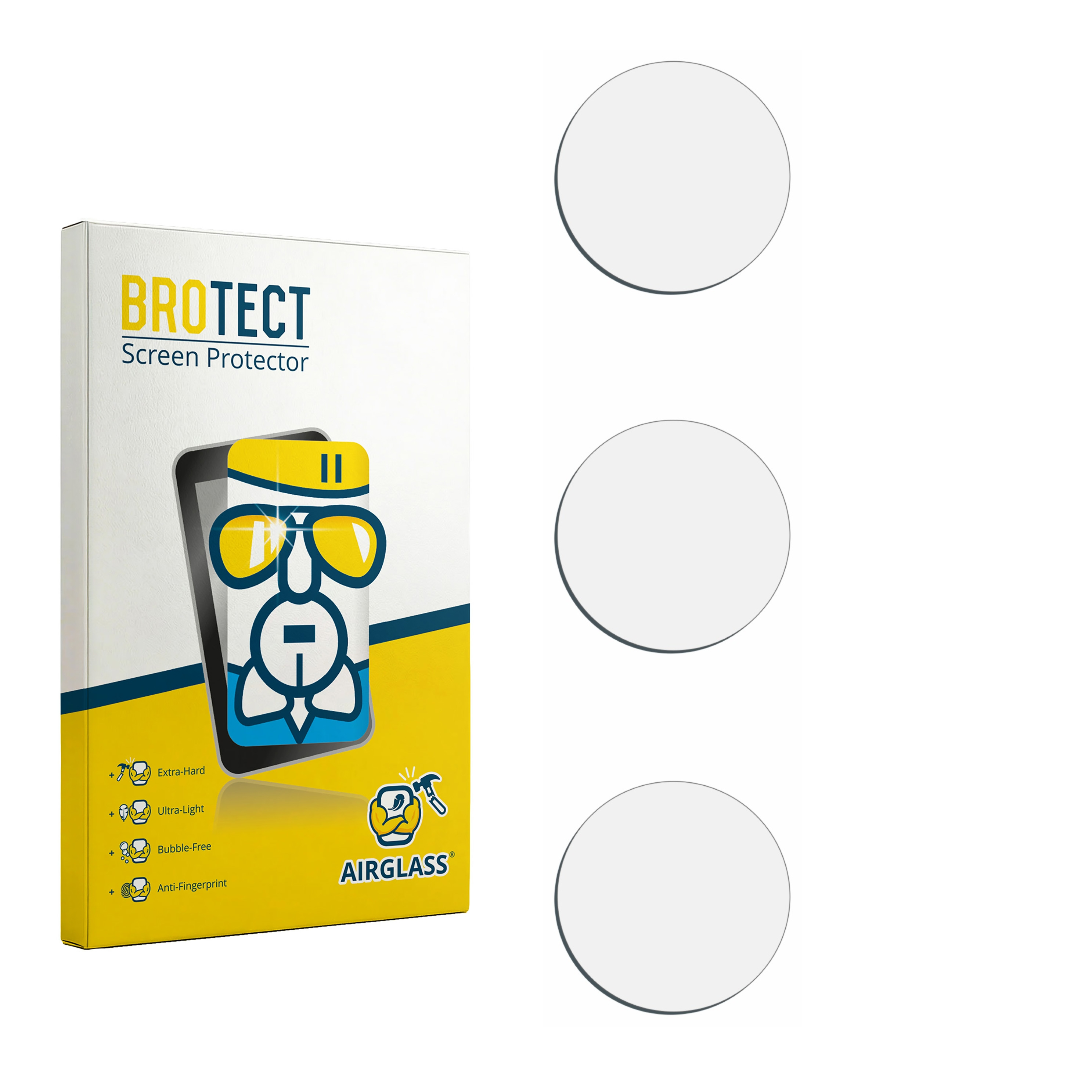 Verpackung für BROTECT Displayschutzfolie mit drei Kreisen.