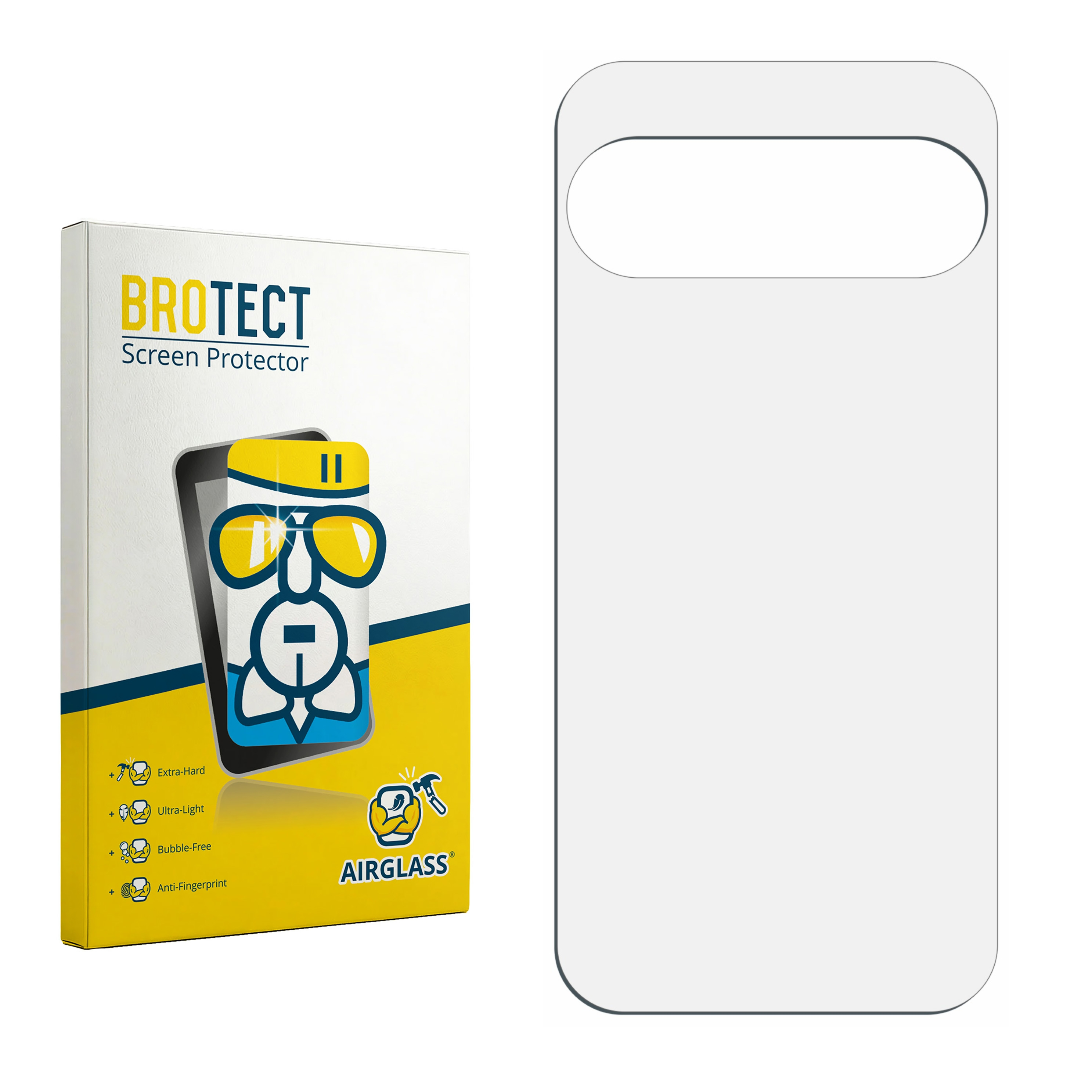 Verpackung und Displayschutzfolie. "BROTECT Screen Protector".