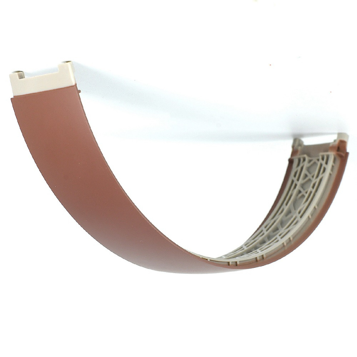 Un archetto per cuffie marrone e beige su sfondo bianco.