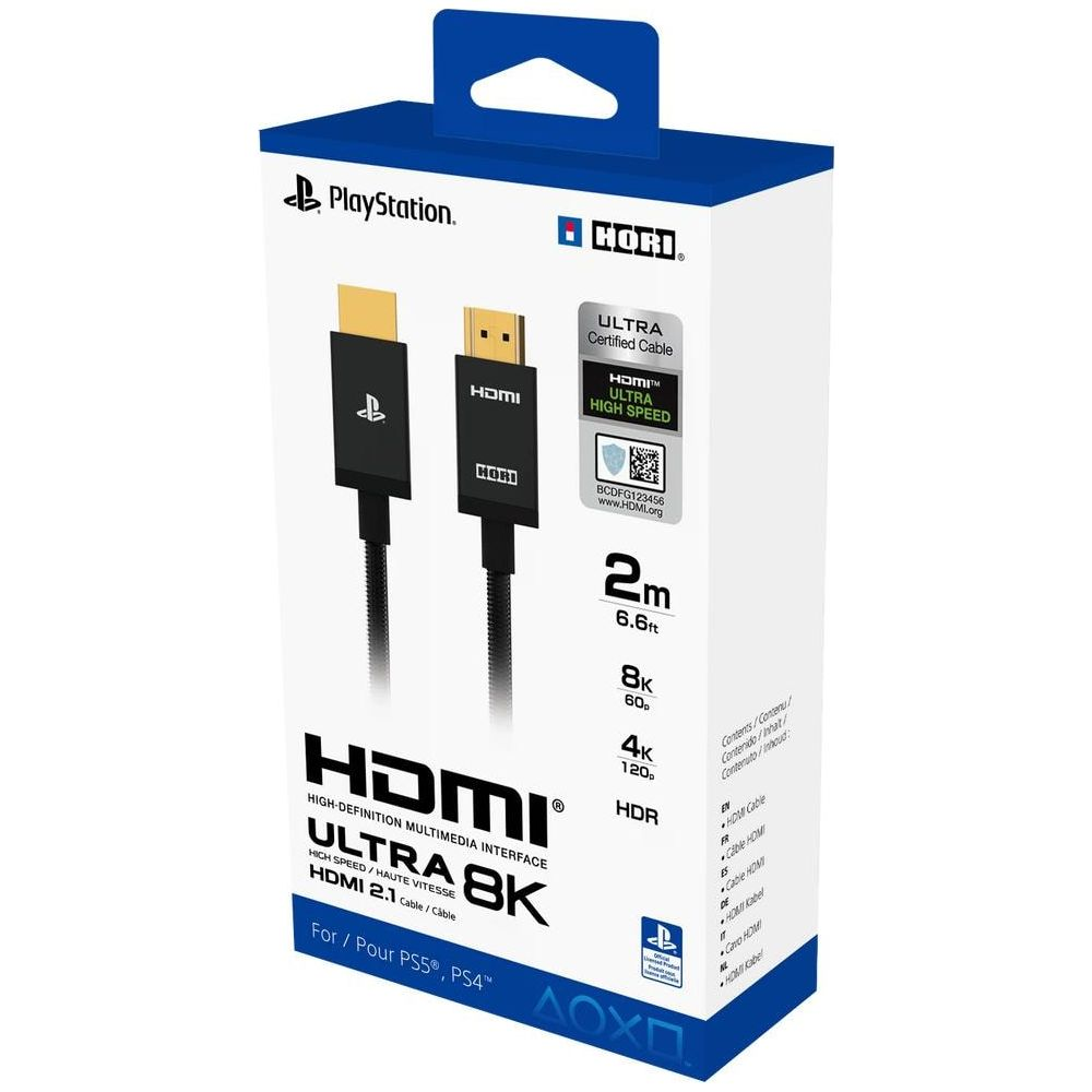 PlayStation und HORI Markenbox mit 2m HDMI Ultra 8K Kabel.