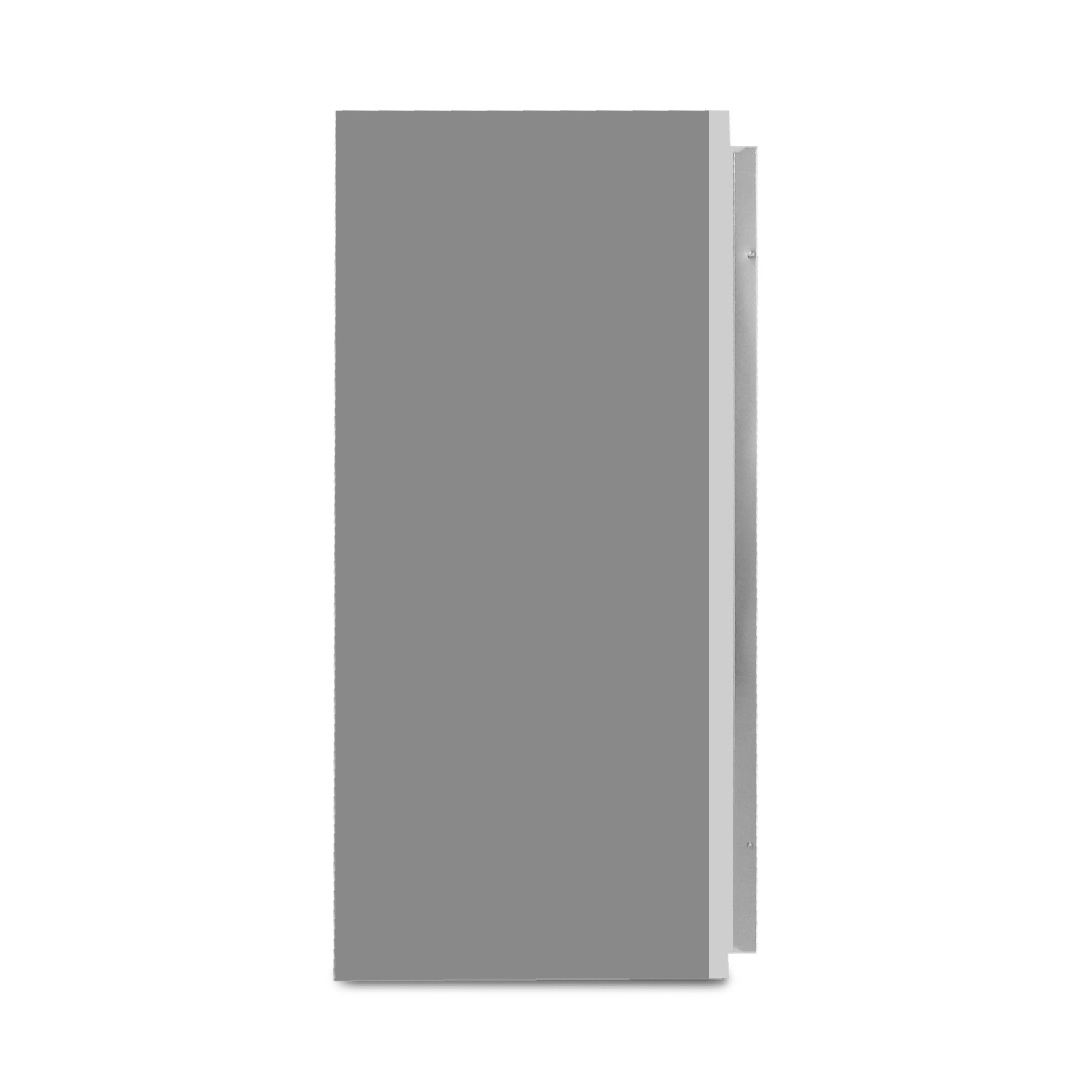 A gray rectangular object with a white edge, seen from the side.