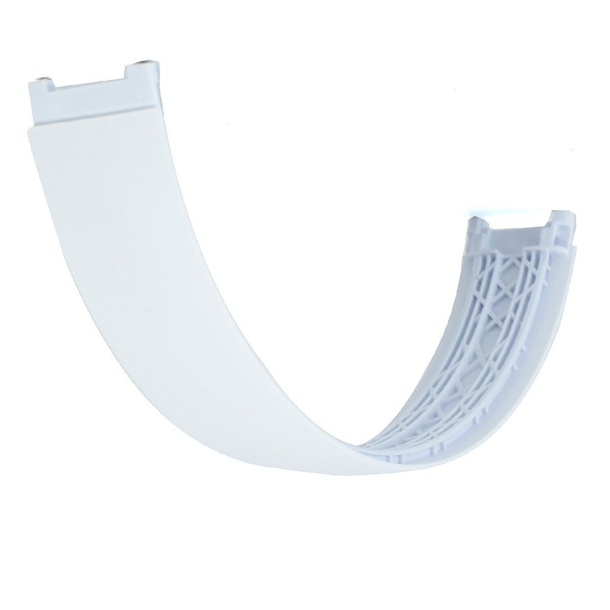 Un pezzo di plastica bianco e curvo con una struttura interna a griglia.