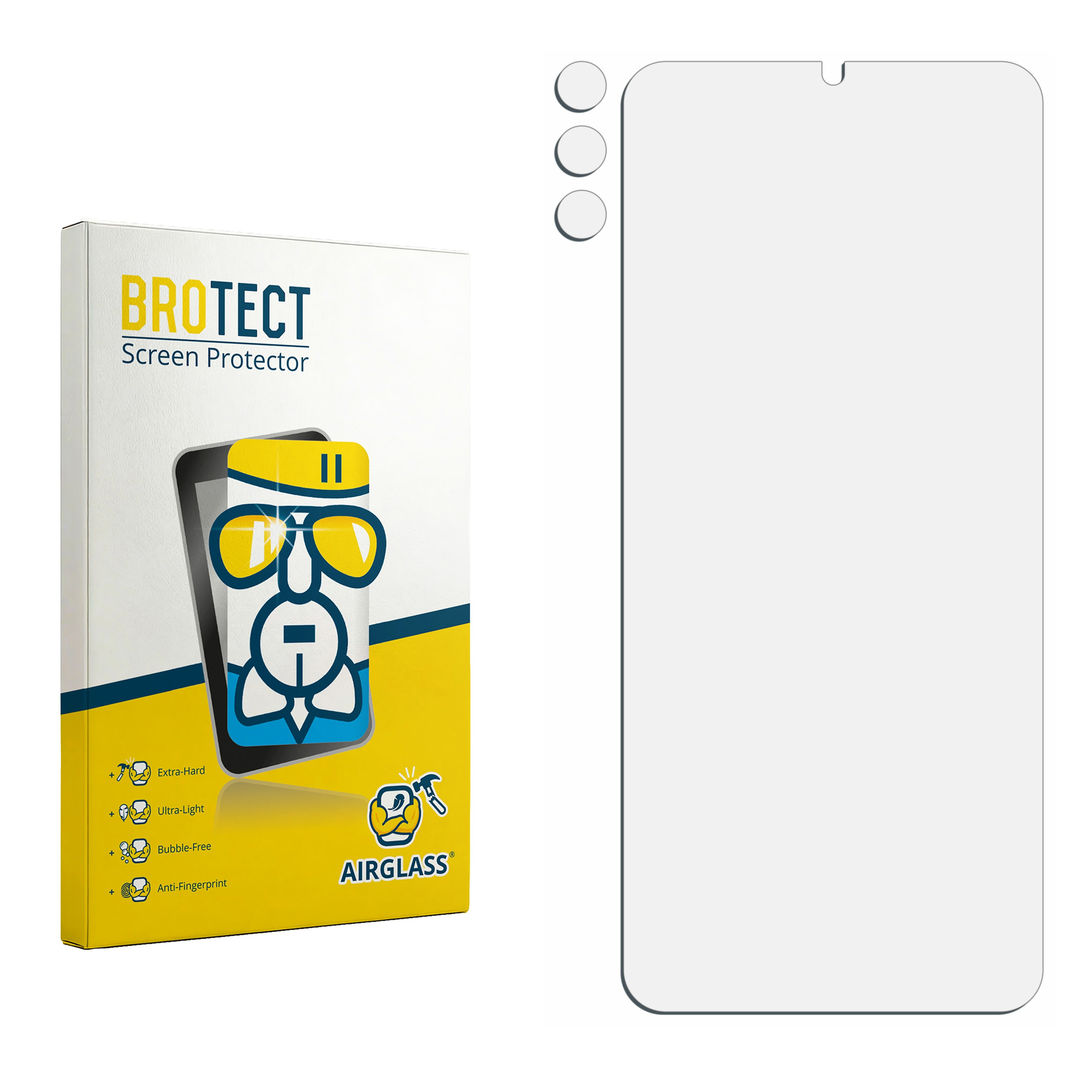 BROTECT Displayschutzfolie mit Verpackung und drei Kreisen.