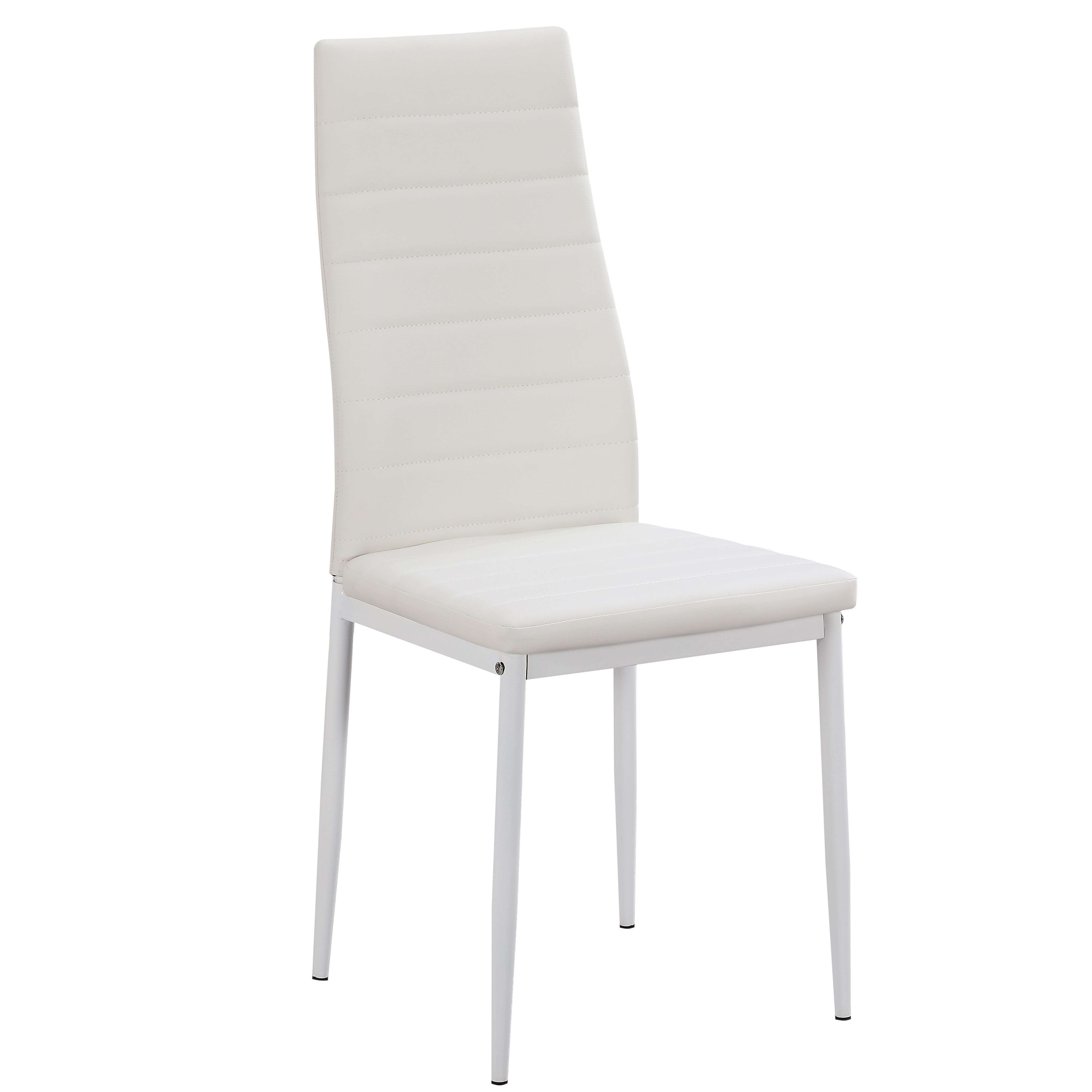 Una silla blanca con costuras horizontales estrechas en el respaldo y el asiento.