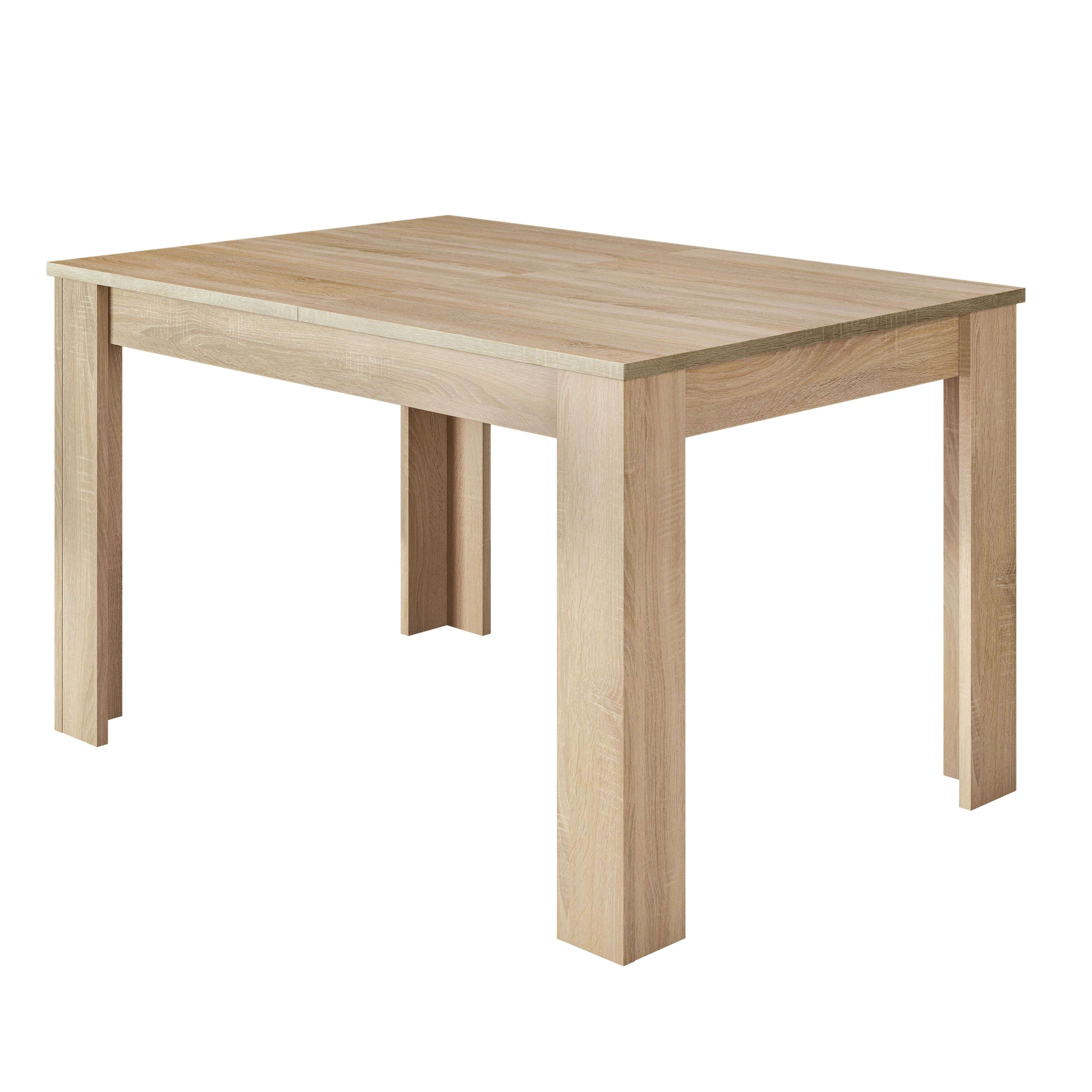 Una mesa de madera simple con cuatro patas sobre fondo blanco.