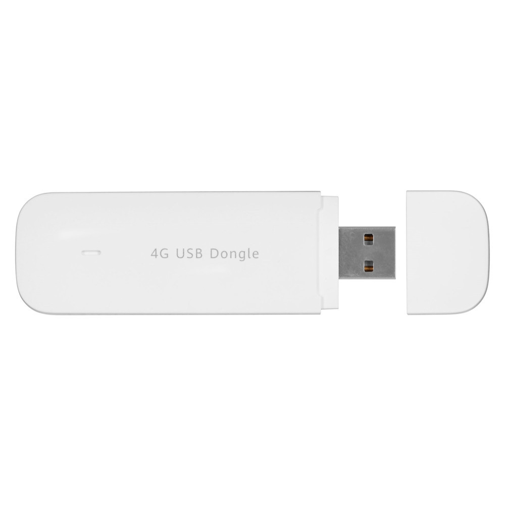 Biały klucz USB 4G ze zdjętą nasadką, odsłaniającą złącze.