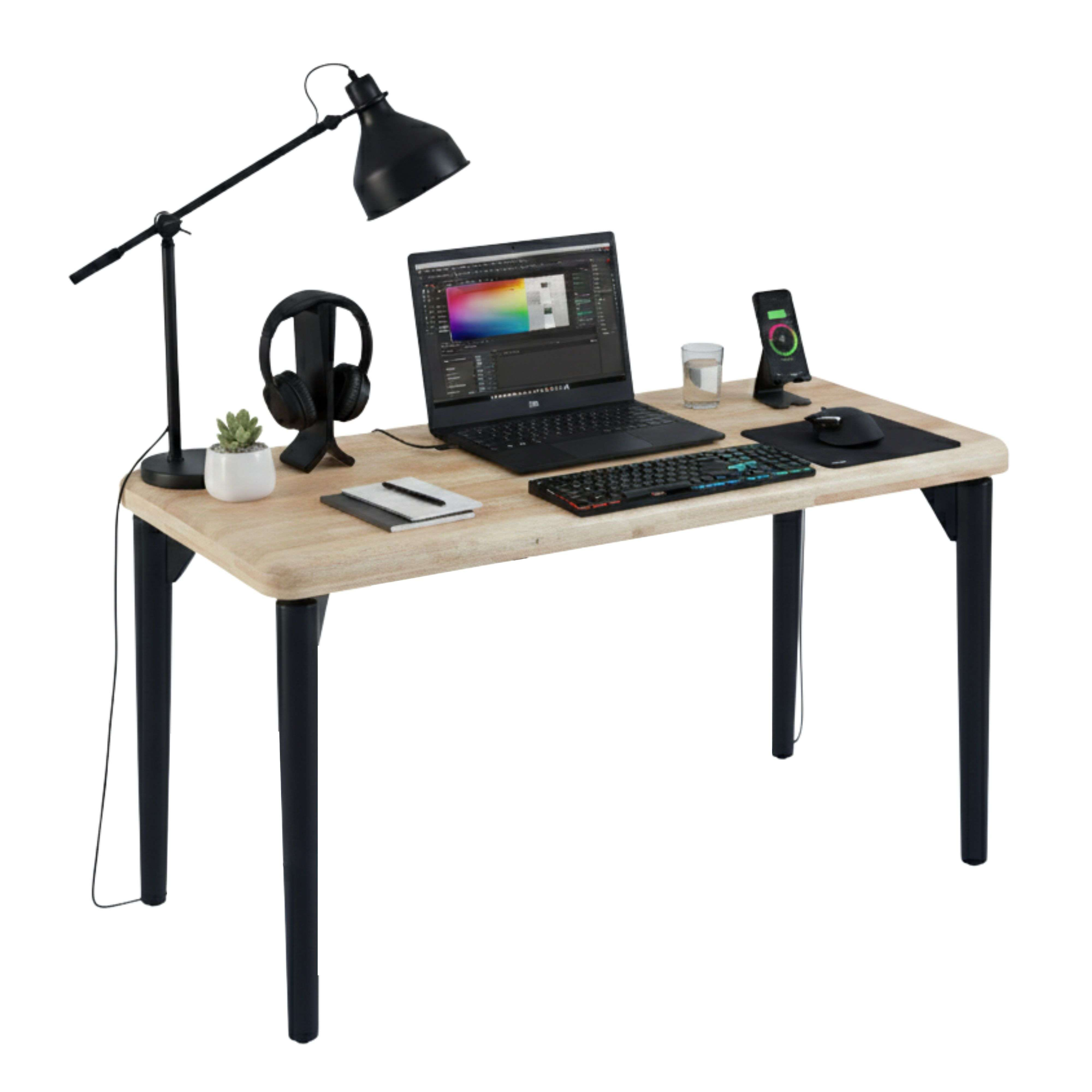 Mesa de comedor - MIROYTENGO Comedor fija napi nordish/negro 120x60 cm, Melamina, 120 cm x 60 cm