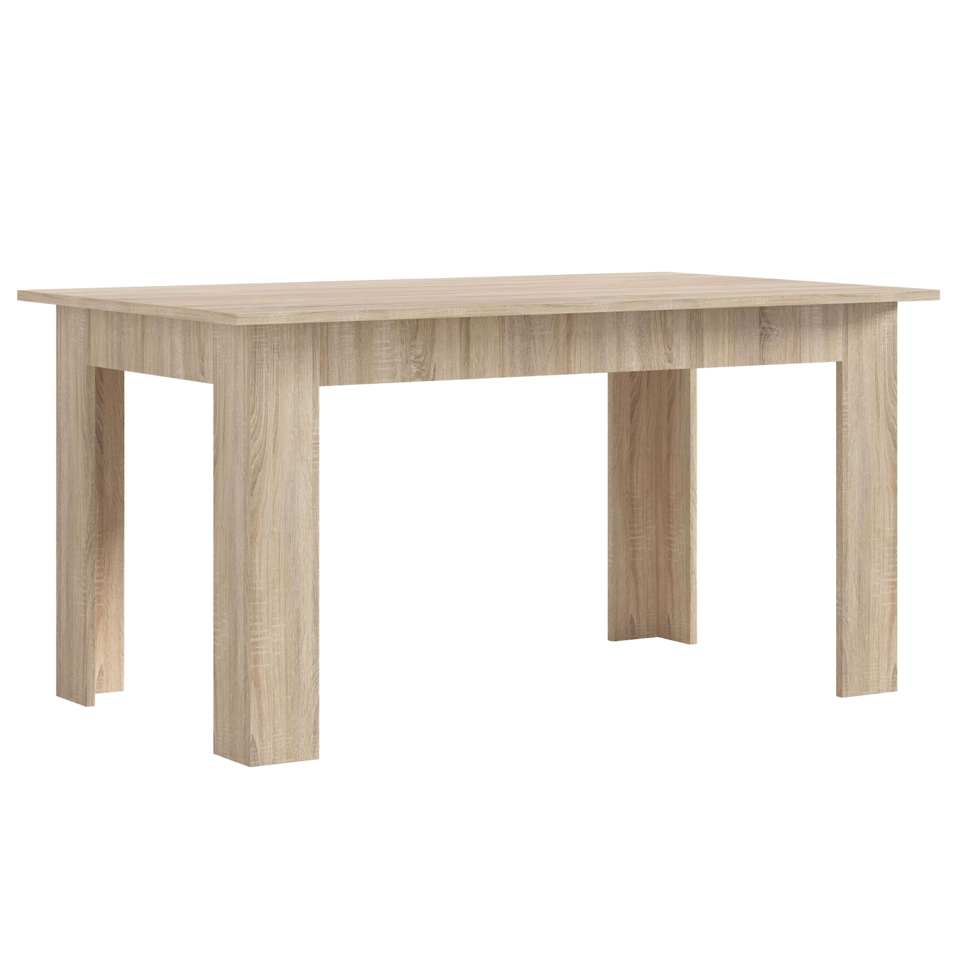 Una mesa de madera sencilla con cuatro patas y un tablero rectangular.