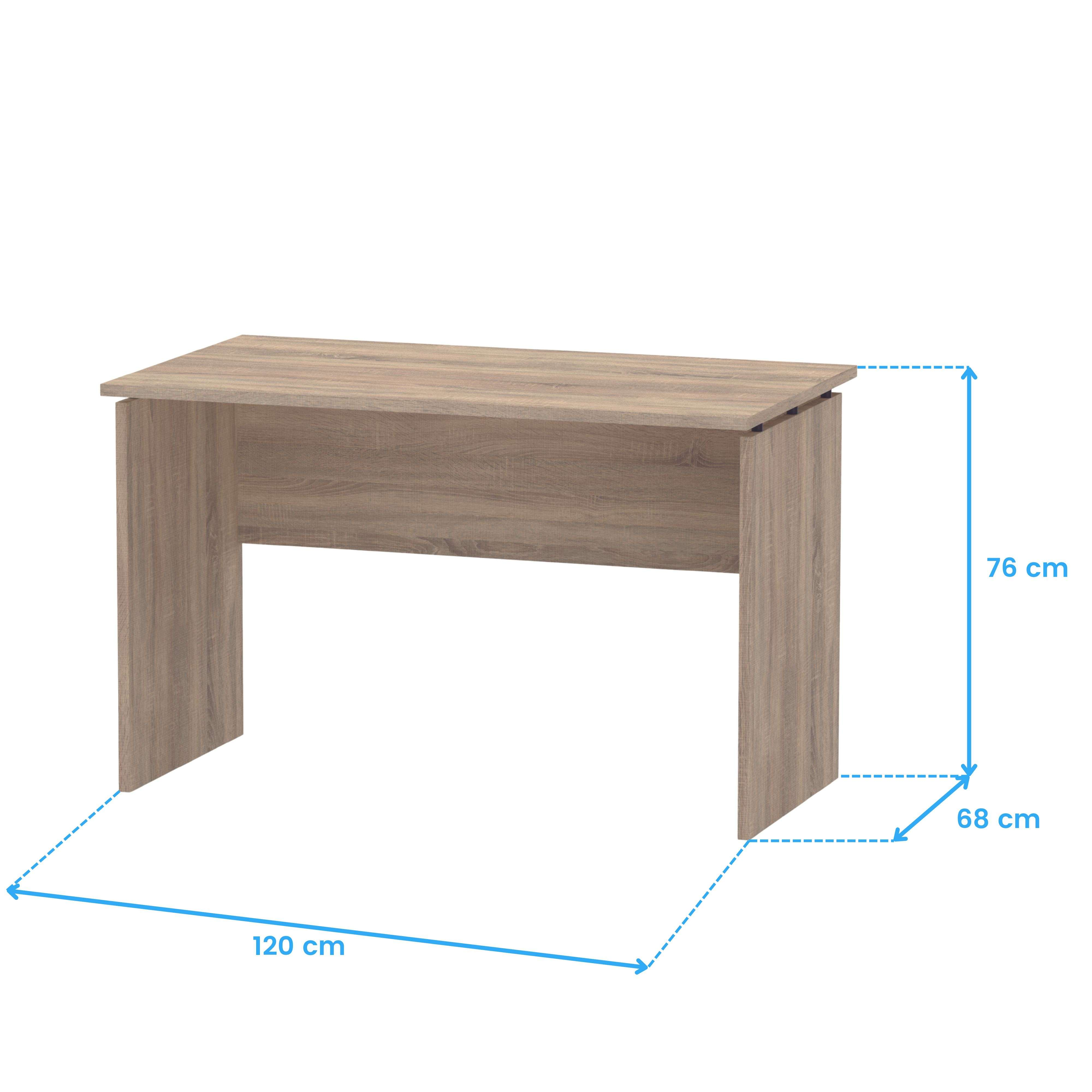 Un escritorio de madera con dimensiones de 120x68x76 cm.