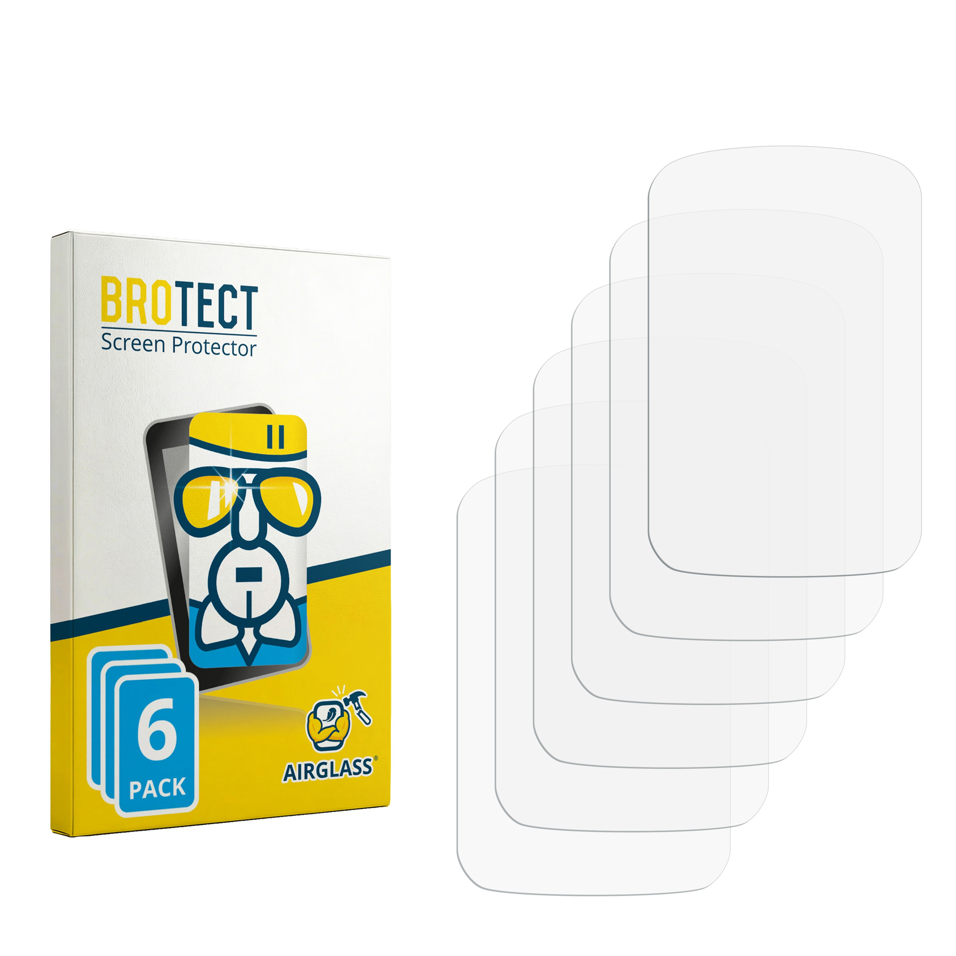 BROTECT 6er Pack Displayschutzfolien und Schutzgläser auf weißem Hintergrund.