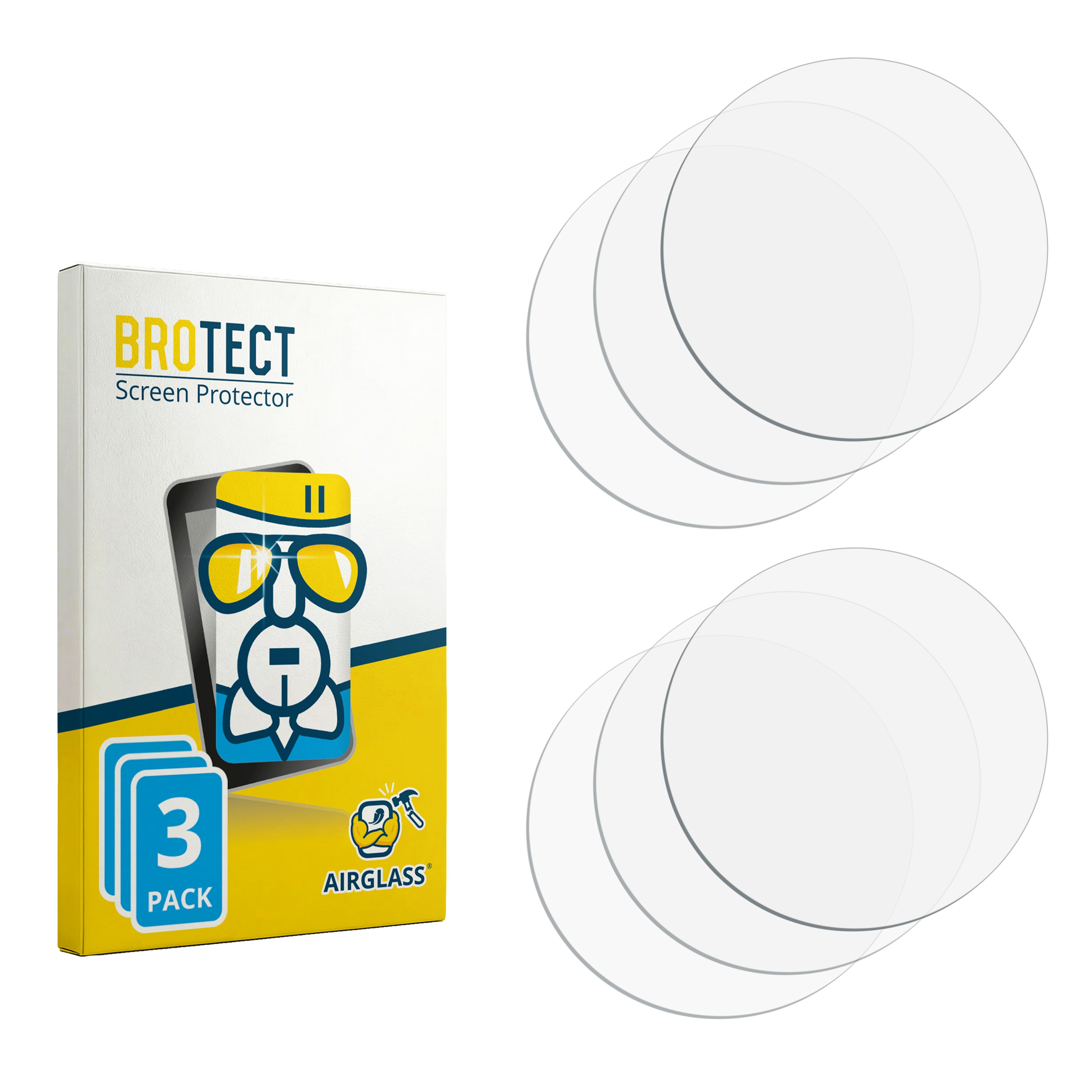 BROTECT Displayschutzverpackung mit 3 Einheiten und losen Schutzfolien.