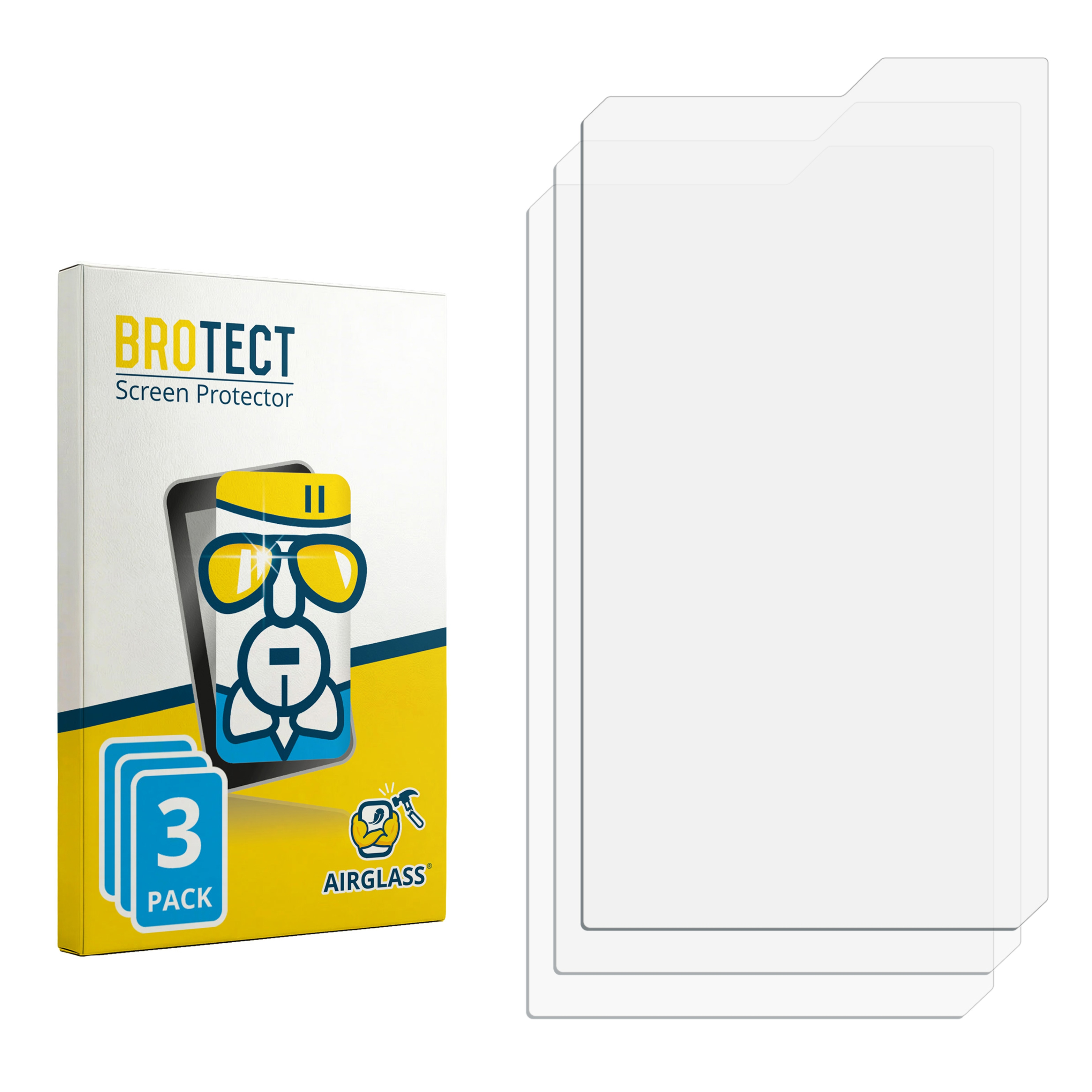 Verpackung mit 3 Displayschutzfolien und der Aufschrift BROTECT AIRGLASS.