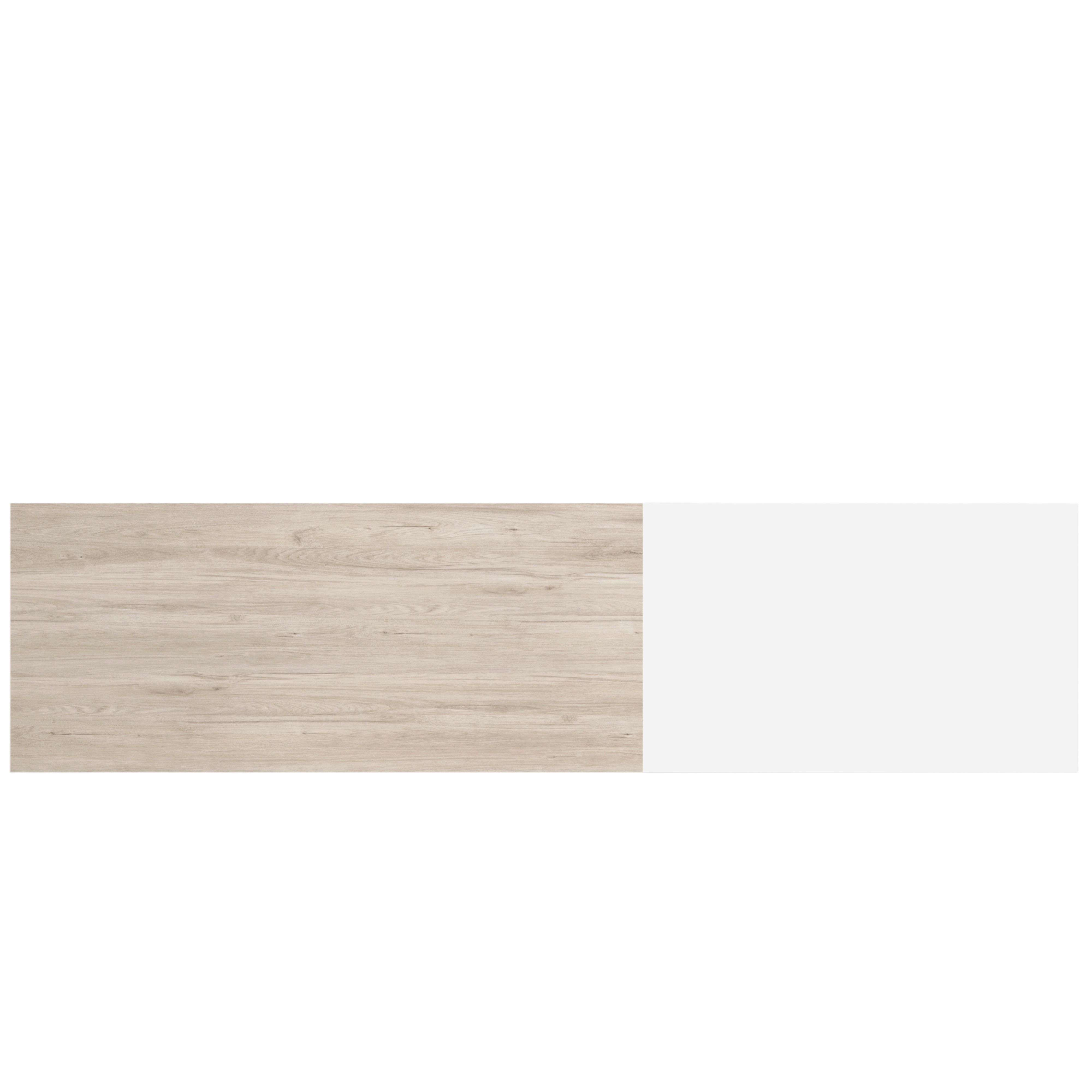 Grano de madera claro a la izquierda, área blanca a la derecha.