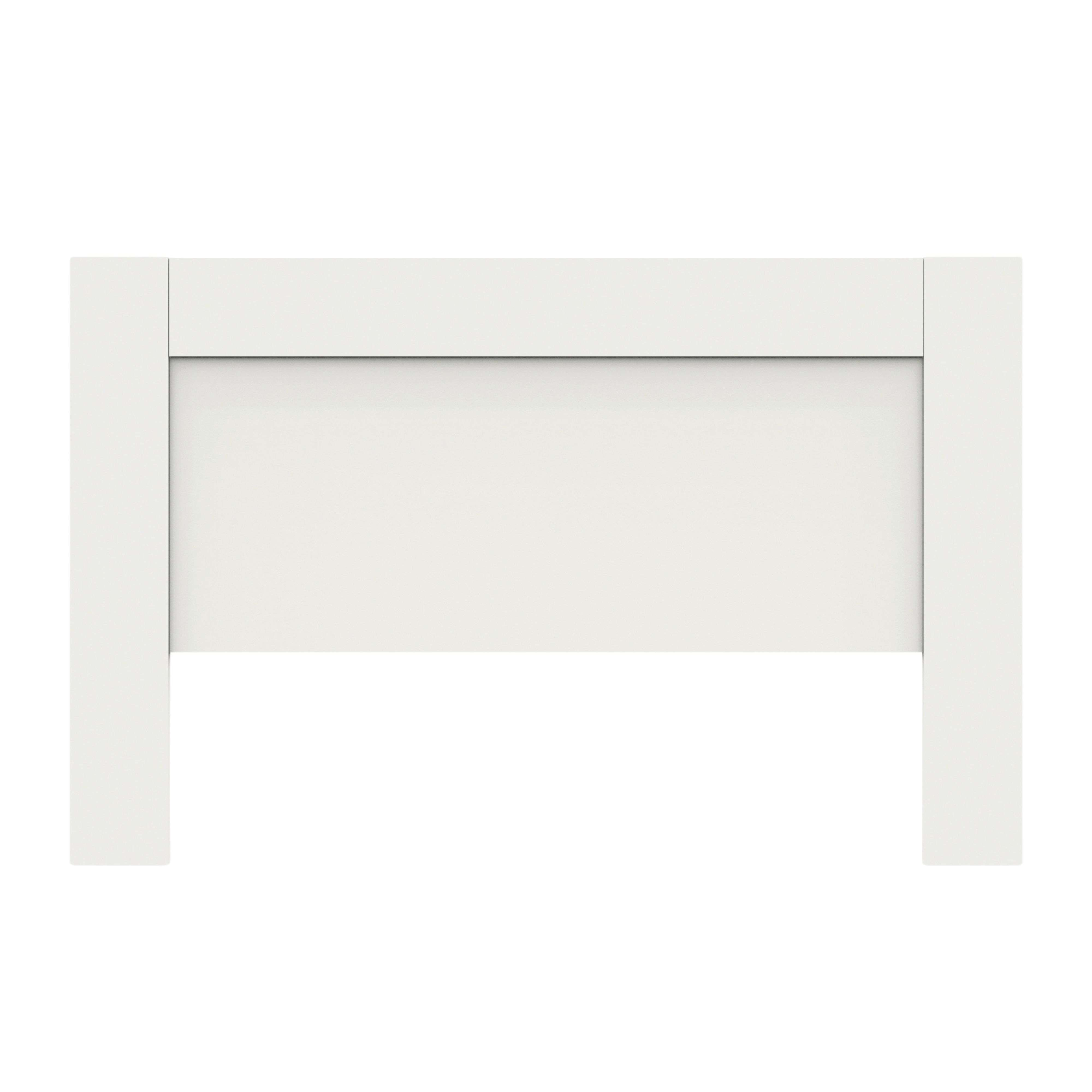 Un panel de puerta o valla blanca simple con postes verticales y una sección central horizontal.
