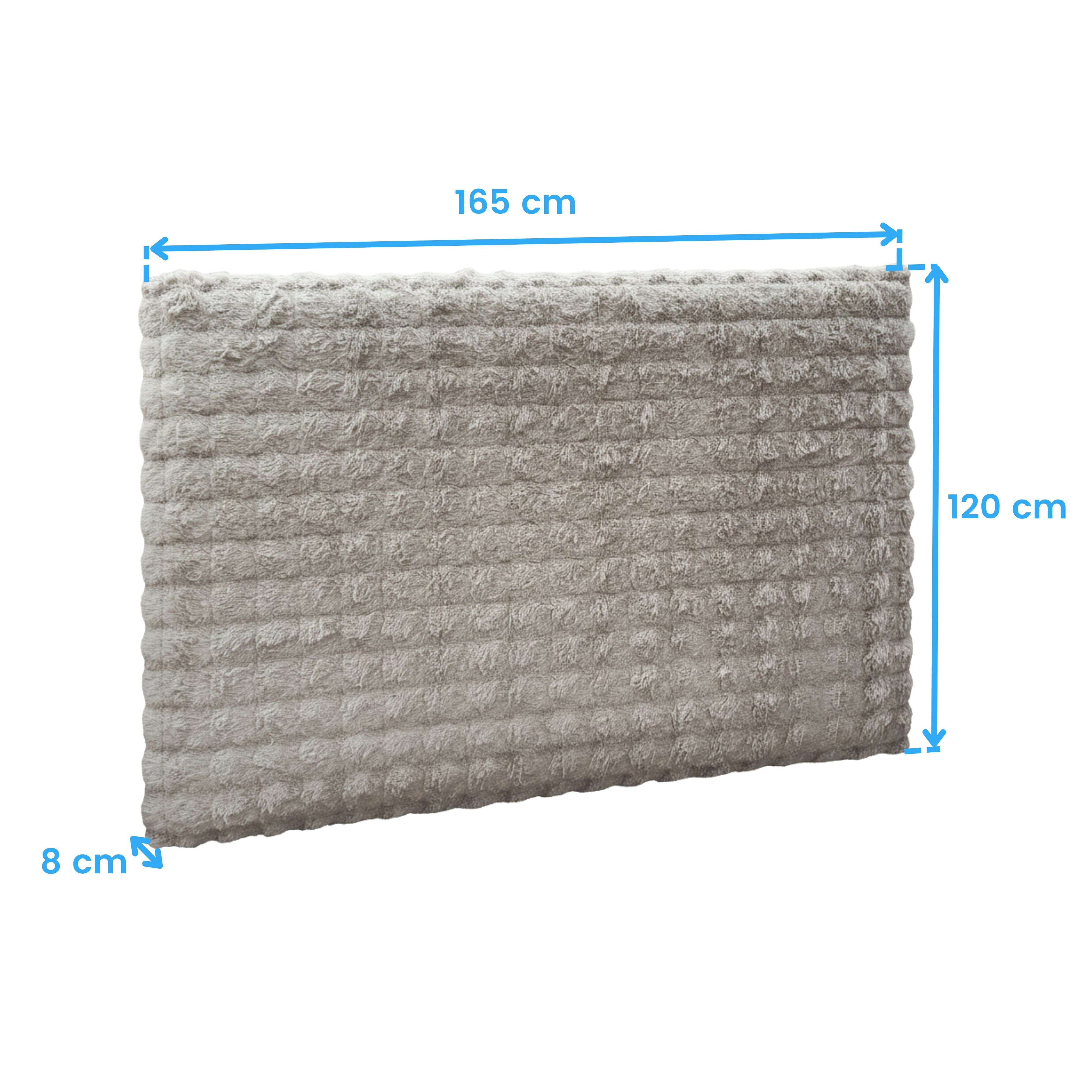 Textil texturizado gris. Dimensiones: 165x120x8 cm.