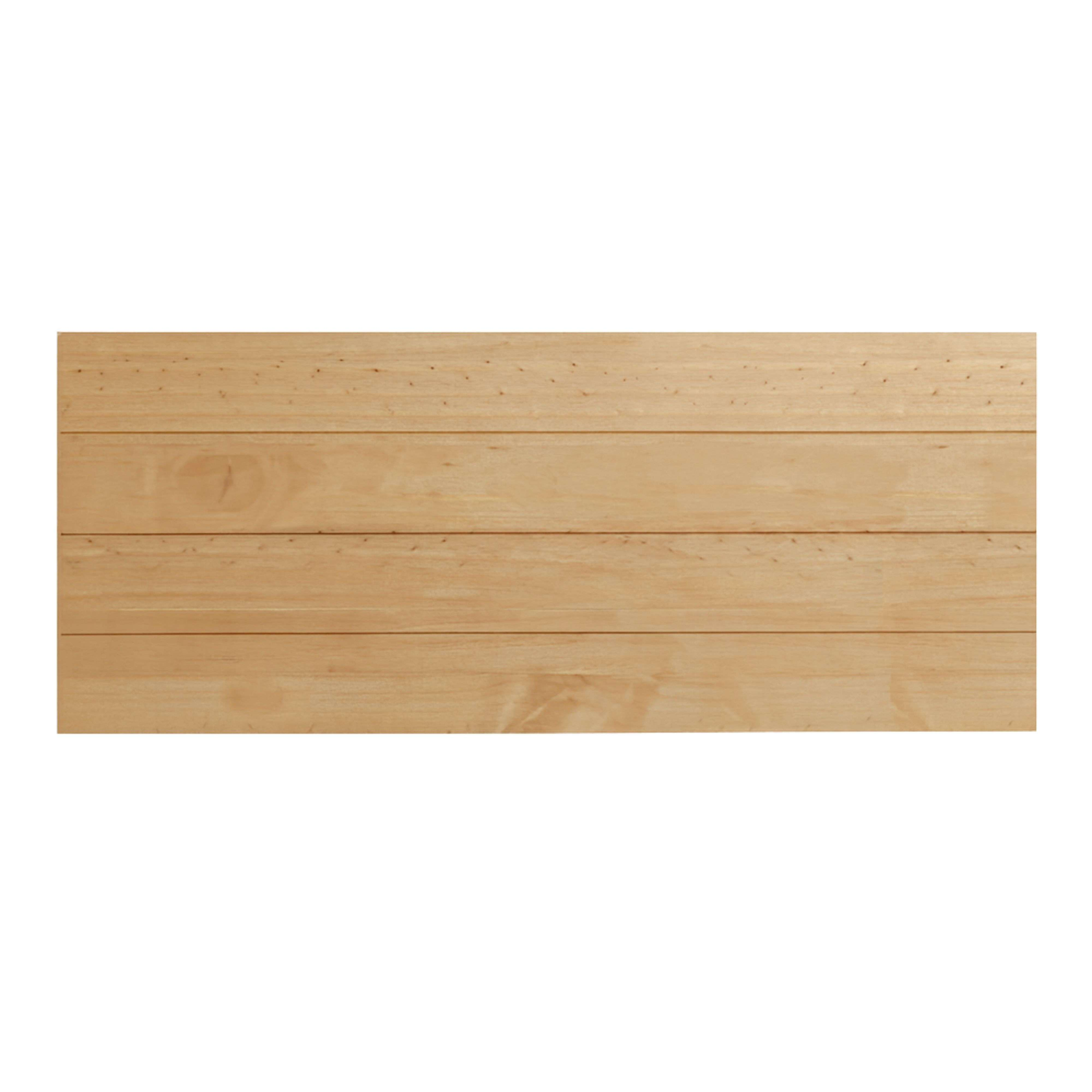 Un primer plano de cuatro tablones de madera marrón claro con veta y nudos pequeños.