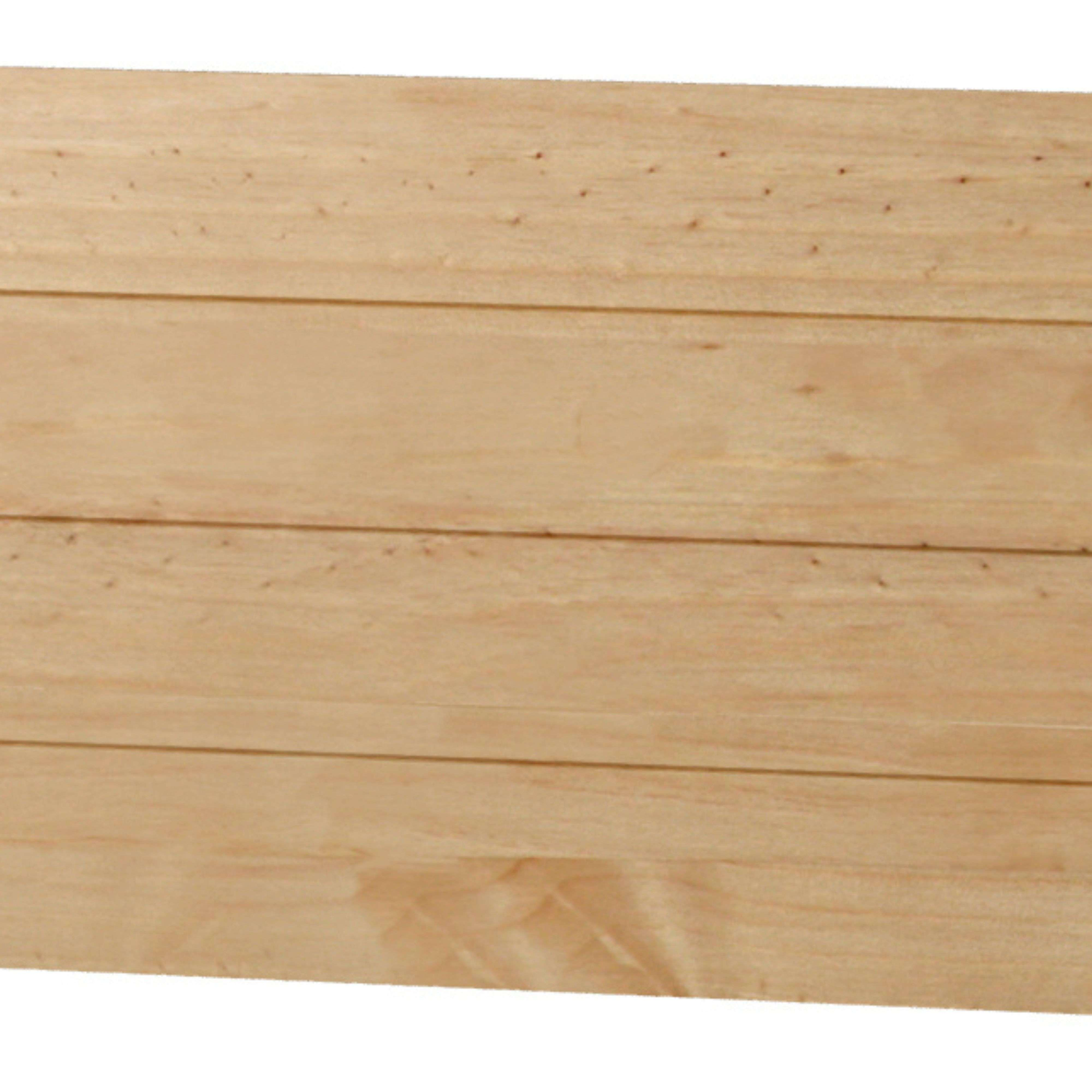 Tablas de madera de color claro con vetas y pequeñas motas oscuras.