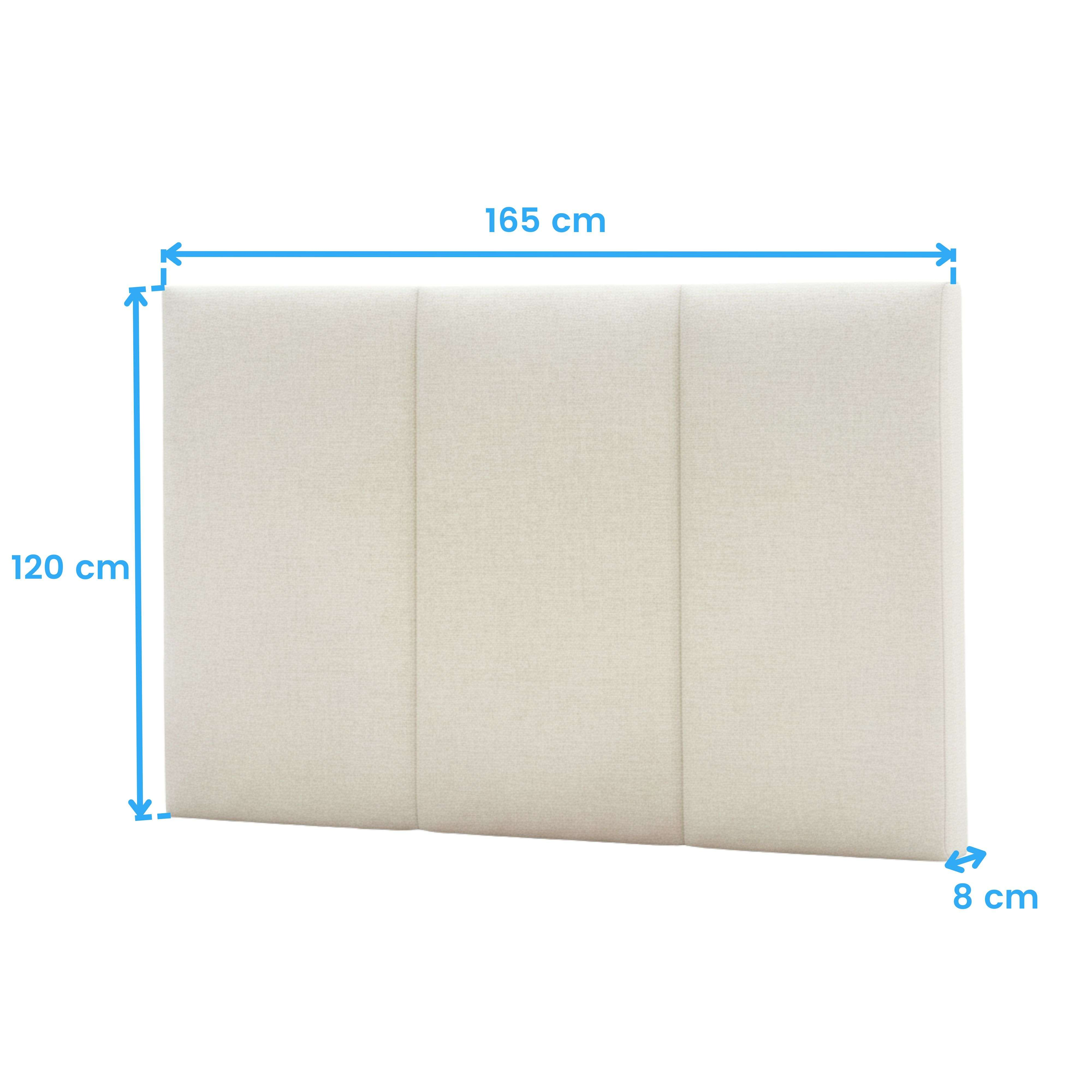 Respaldo acolchado beige claro, 165x120x8 cm.