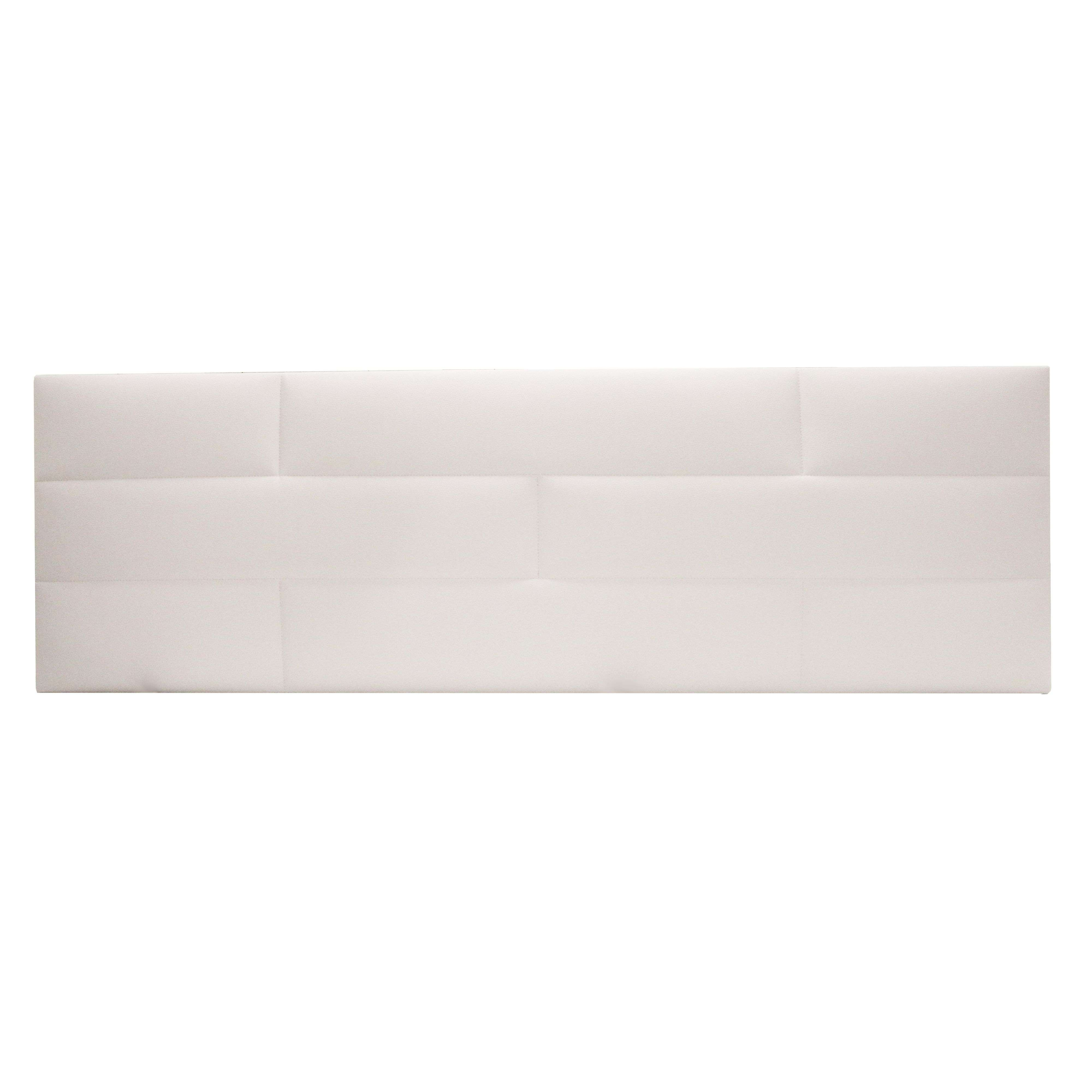 Un cabecero rectangular acolchado en blanco neutro, dividido en seis paneles.