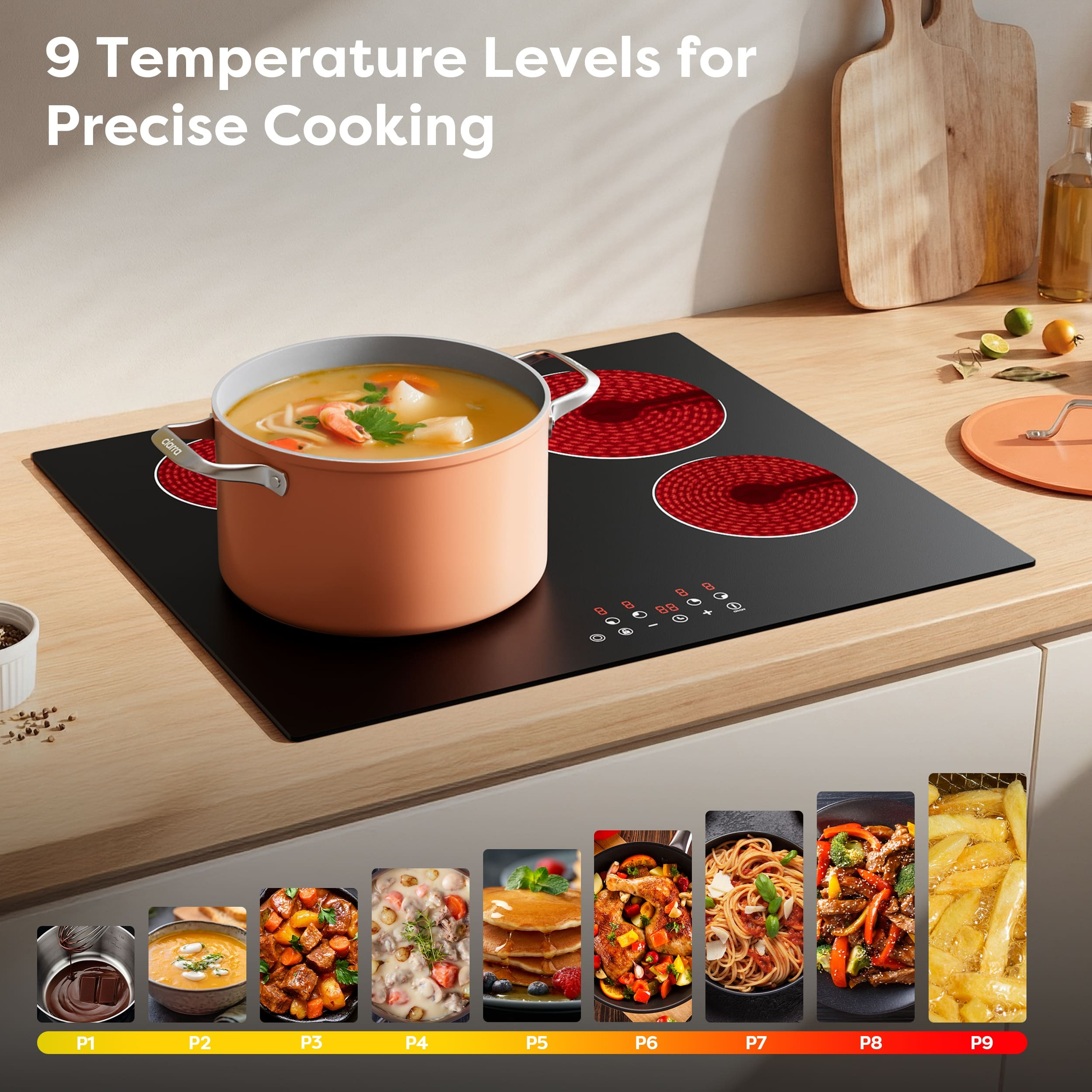 Une plaque de cuisson avec une marmite et divers aliments.